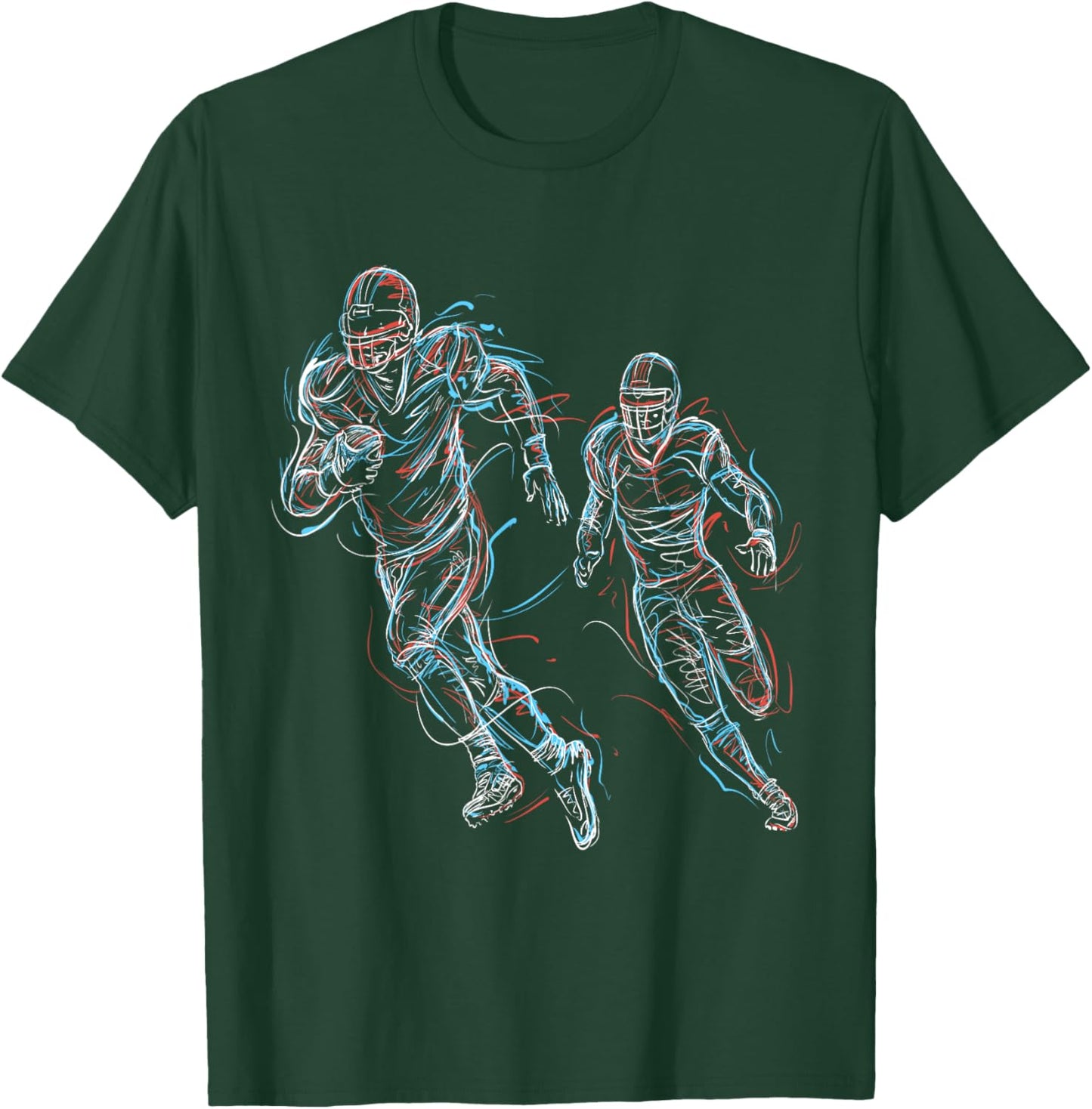 American Football Player Colourful Lines Design T-Shirt - T-Shirt | Forest