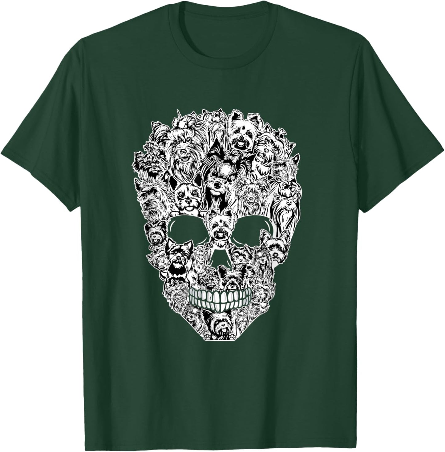 Funny Yorkshire Terrier Skull Dog Skeleton Halloween T-Shirt - T-Shirt | Forest