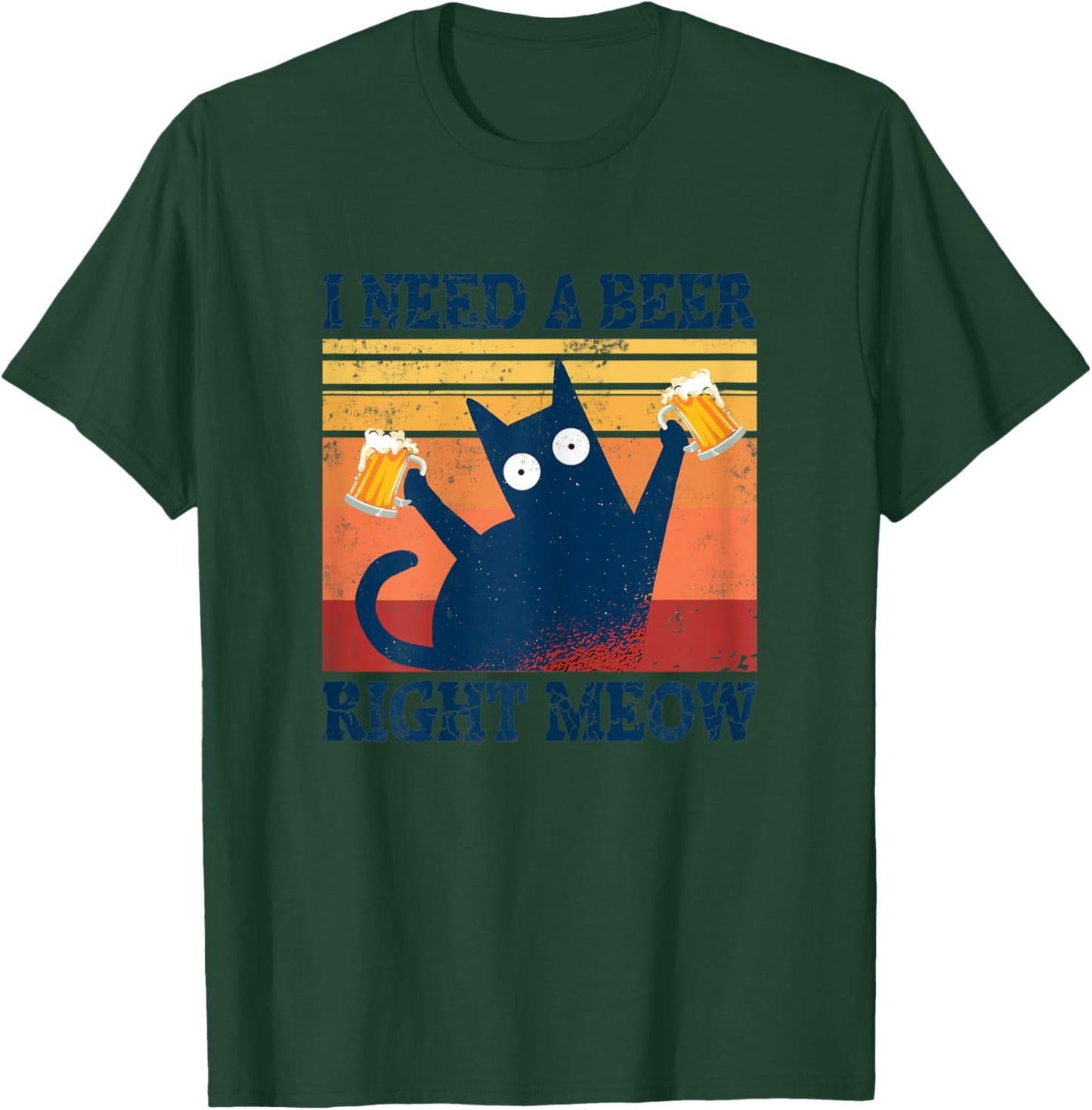 I Need A Beer Right Meow Cat Tops Summer Dress Beer Cat T-Shirt - T-Shirt | Forest