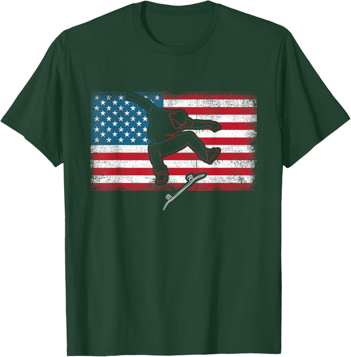 Retro Skateboarder Skateboard Skateboarding Skater T-Shirt - T-Shirt | Forest