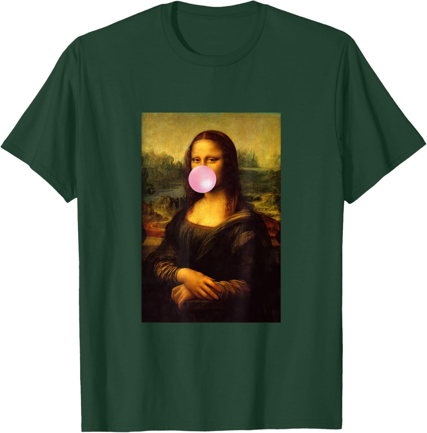 Enjoy Wear Sarcastic French Mona Lisa Chewing Bubble Gum Fun T-Shirt - T-Shirt | Forest