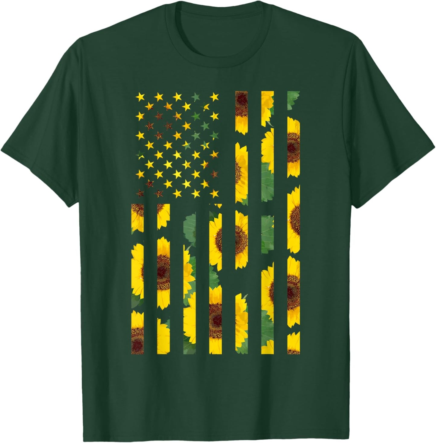 Sunflower Flag Super Cute Patriotic Yellow American Flag T-Shirt - T-Shirt | Forest
