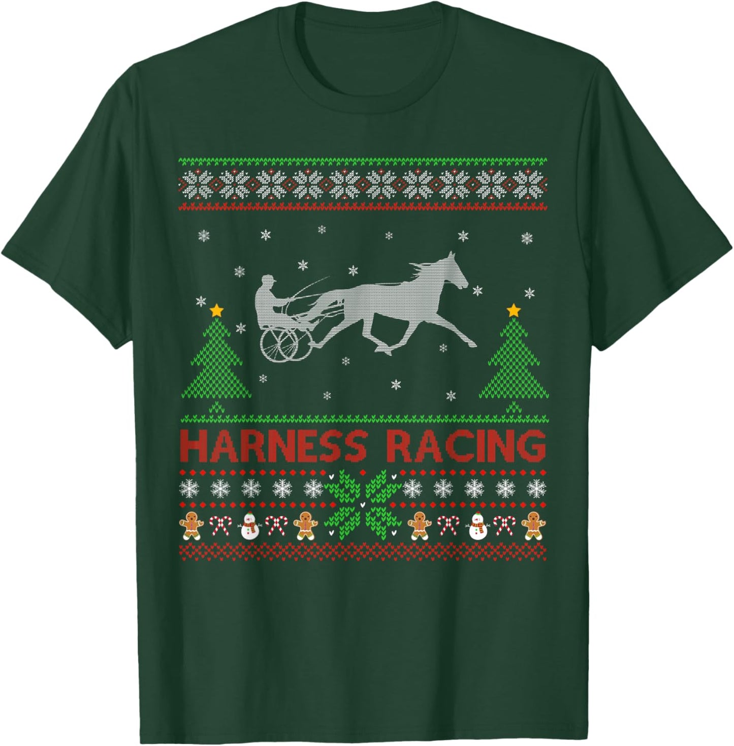 Harness Racing Sports Lover Ugly Harness Racing Christmas T-Shirt - T-Shirt | Forest