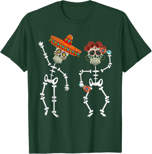 Dancing Skull Apparel, Dead Day Men Women Dia De Los Muertos T-Shirt - T-Shirt | Forest