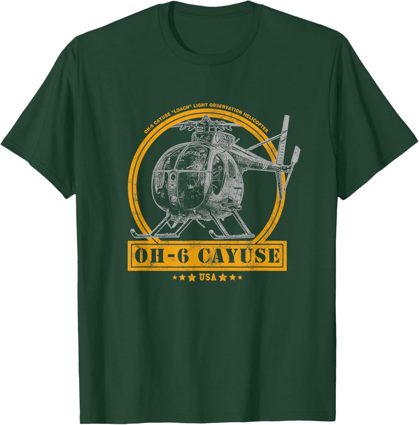 OH-6 "Loach" Cayuse Helicopter T-Shirt - T-Shirt | Forest