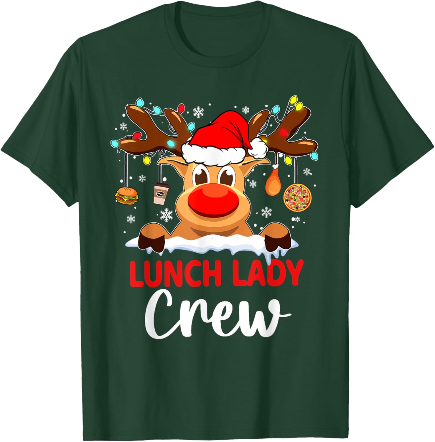Funny Lunch Lady Reindeer Plaid Christmas Teacher T-Shirt - T-Shirt | Forest