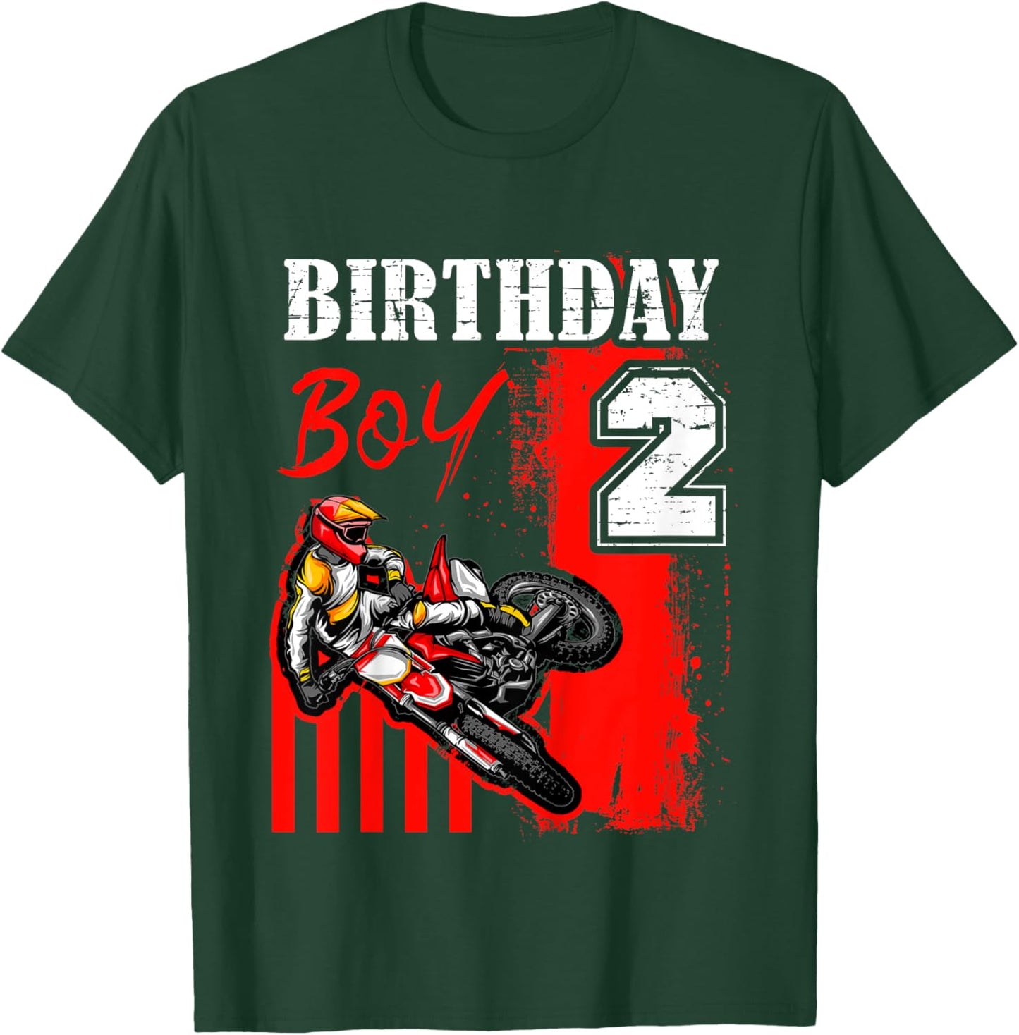 Kids Birthday Boy 2 Years Old Motorcycle Freestyle Motocross T-Shirt - T-Shirt | Forest