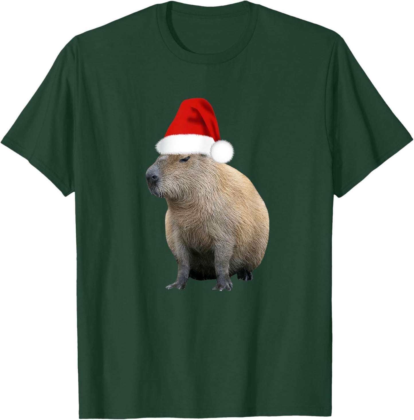 Christmas Capybara Santa Hat T-Shirt - T-Shirt | Forest