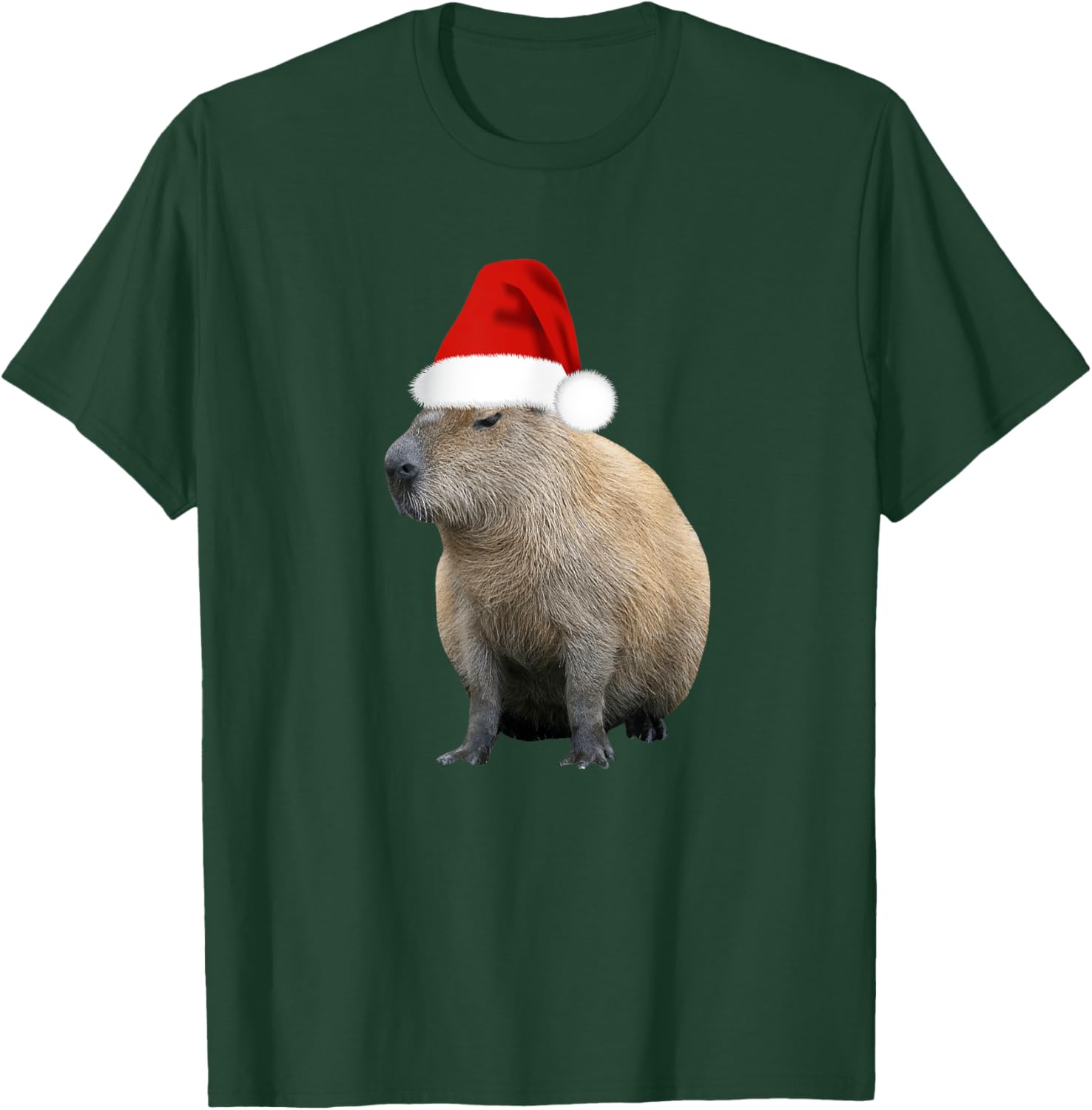 Christmas Capybara Santa Hat T-Shirt - T-Shirt | Forest