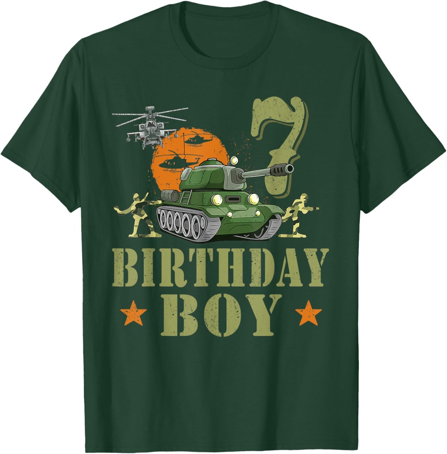 7 Year Old Birthday Boy Army Party 7th Birthday Camo T-Shirt - T-Shirt | Forest