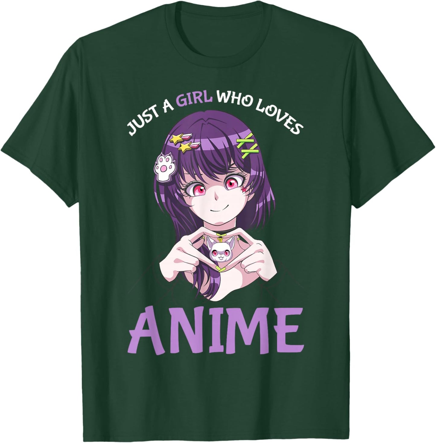 Just A Girl Who Loves Anime Teenage Girls Merch Stuff T-Shirt - T-Shirt | Forest