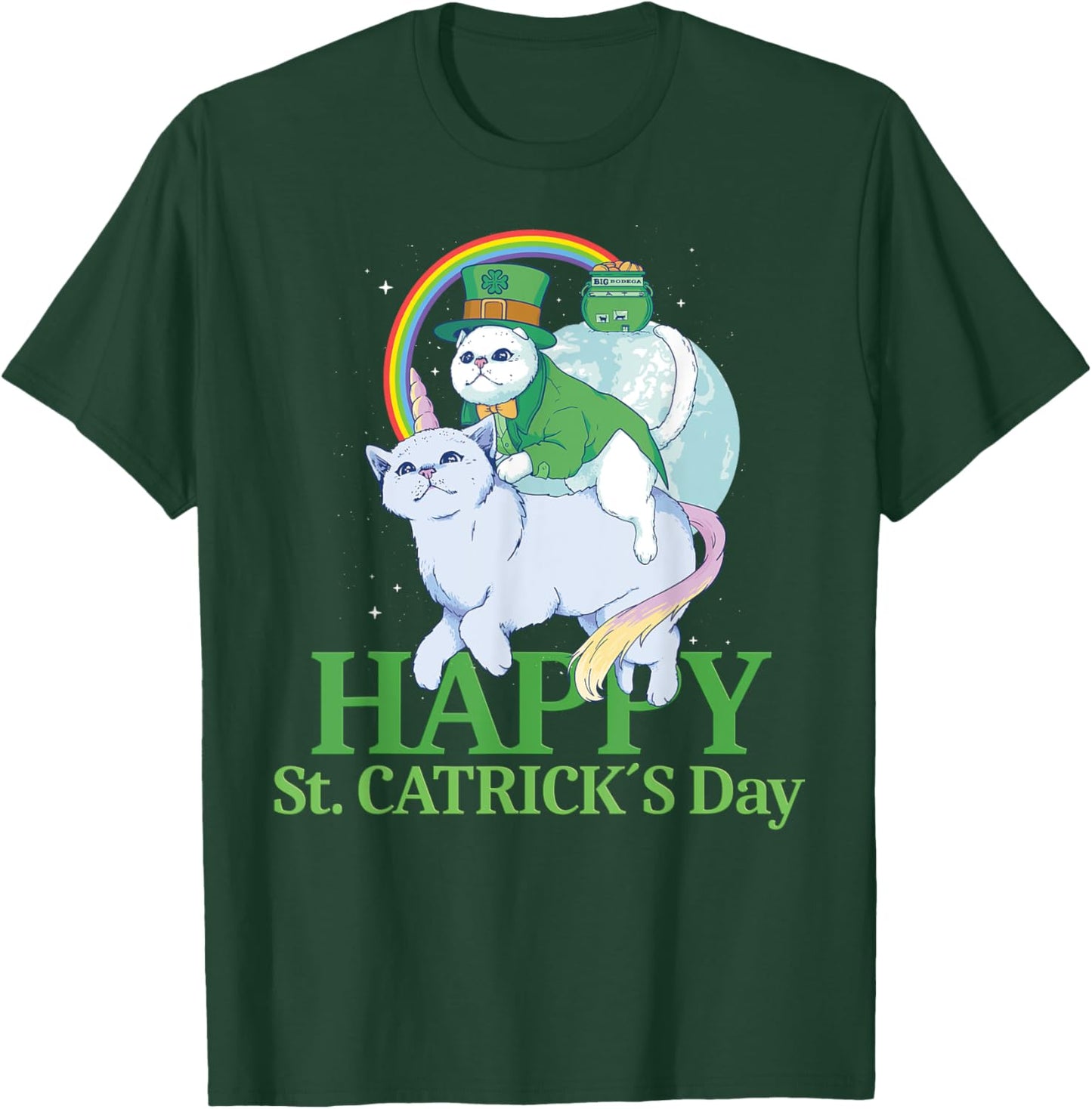 Funny Irish Unicorn Gift Cat St. Patricks Day T-Shirt - T-Shirt | Forest