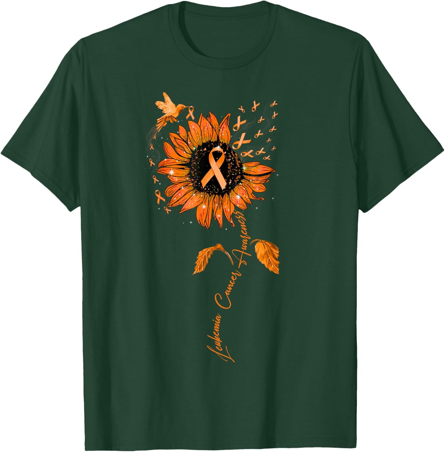 Leukemia Awareness Sunflower Orange Ribbon T-Shirt - T-Shirt | Forest