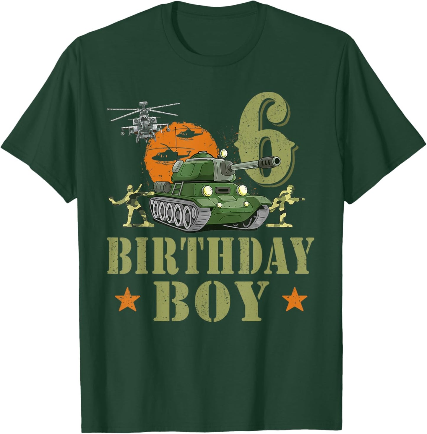 6 Year Old Birthday Boy Army Party 6th Birthday Camo T-Shirt - T-Shirt | Forest