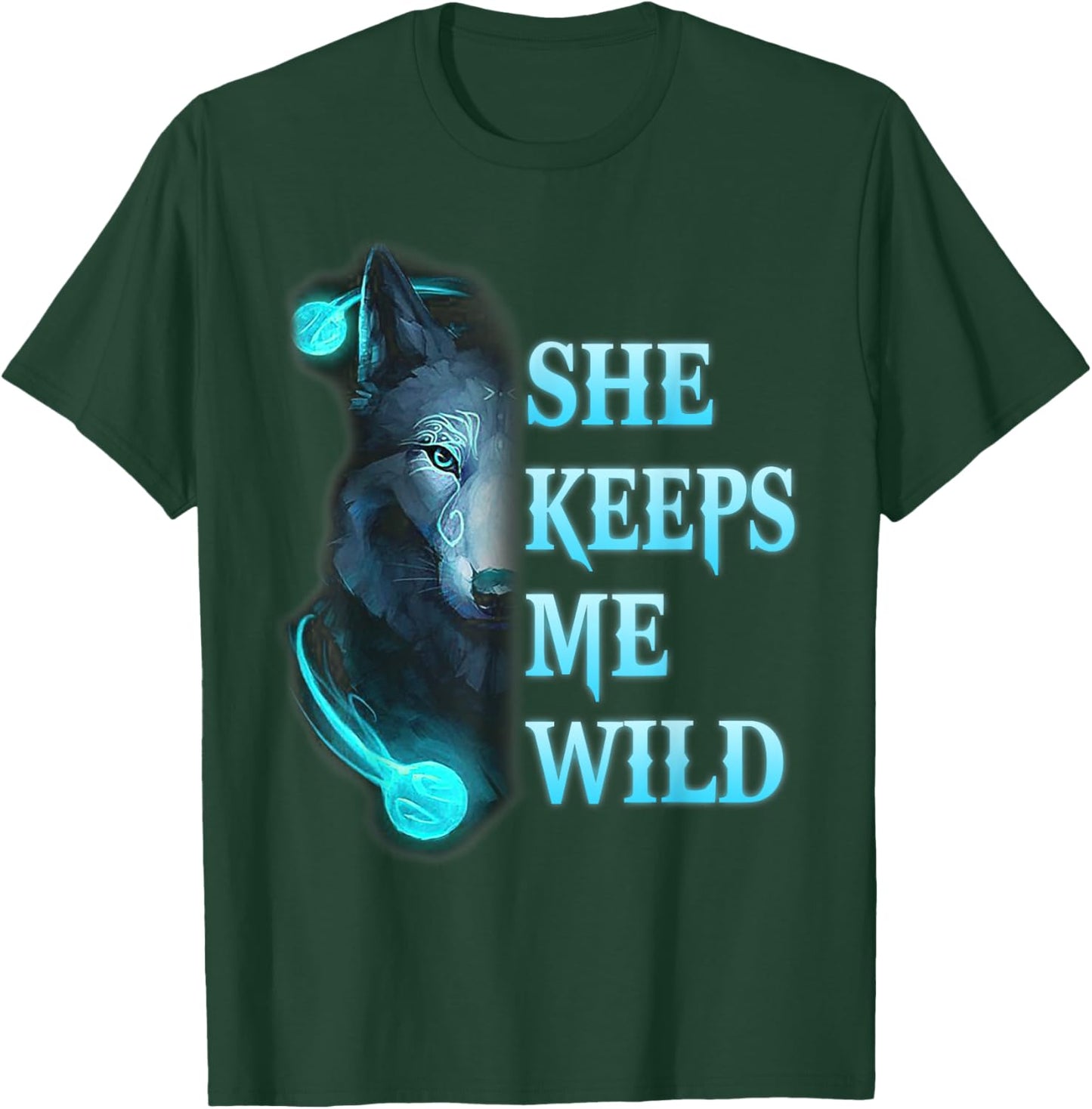 She Keeps me Wild - He keeps me safe Couple Wolves T-Shirt - T-Shirt | Forest