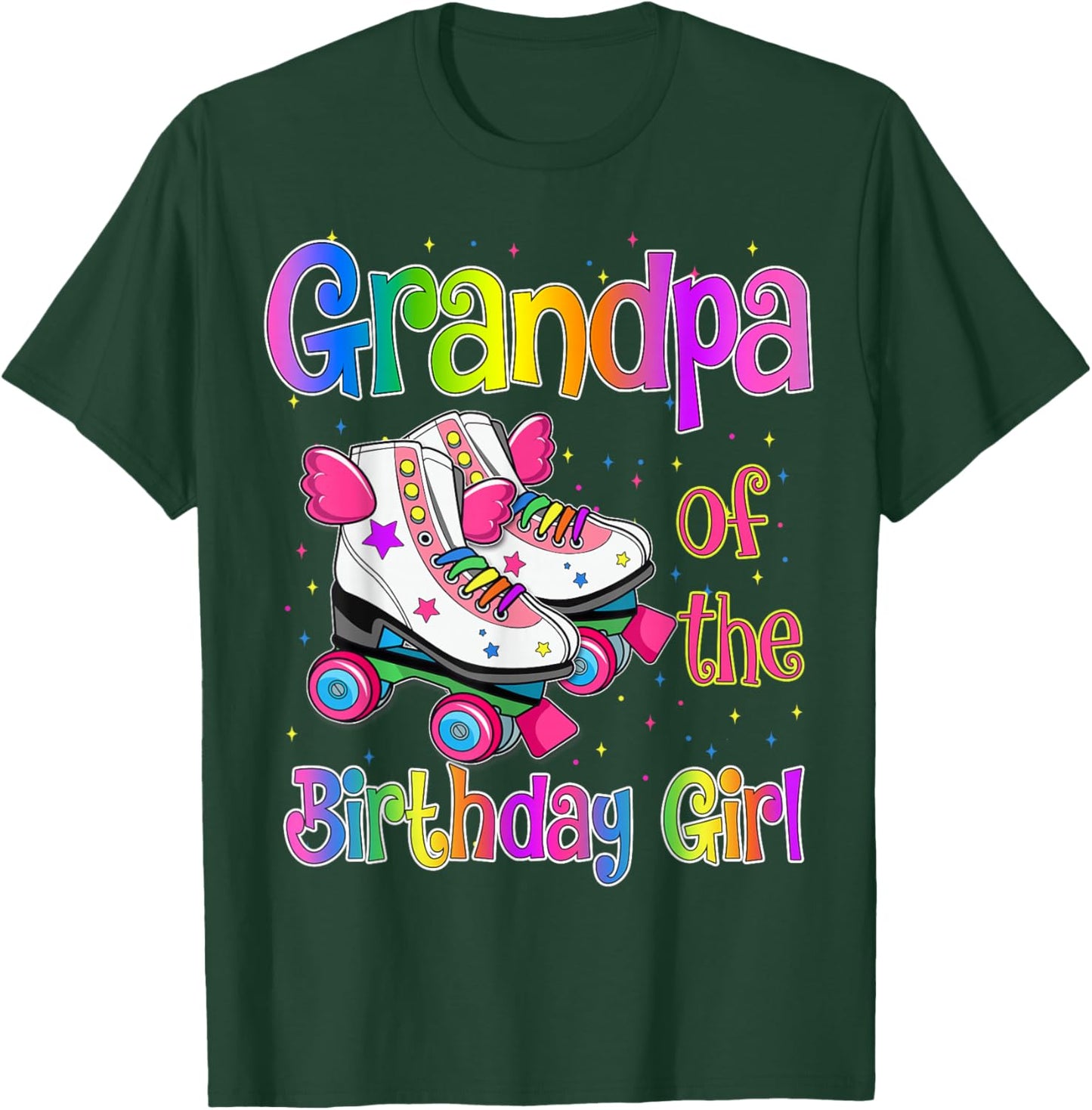 Grandpa Birthday Girl Rolling Skate Birthday family Party T-Shirt - T-Shirt | Forest