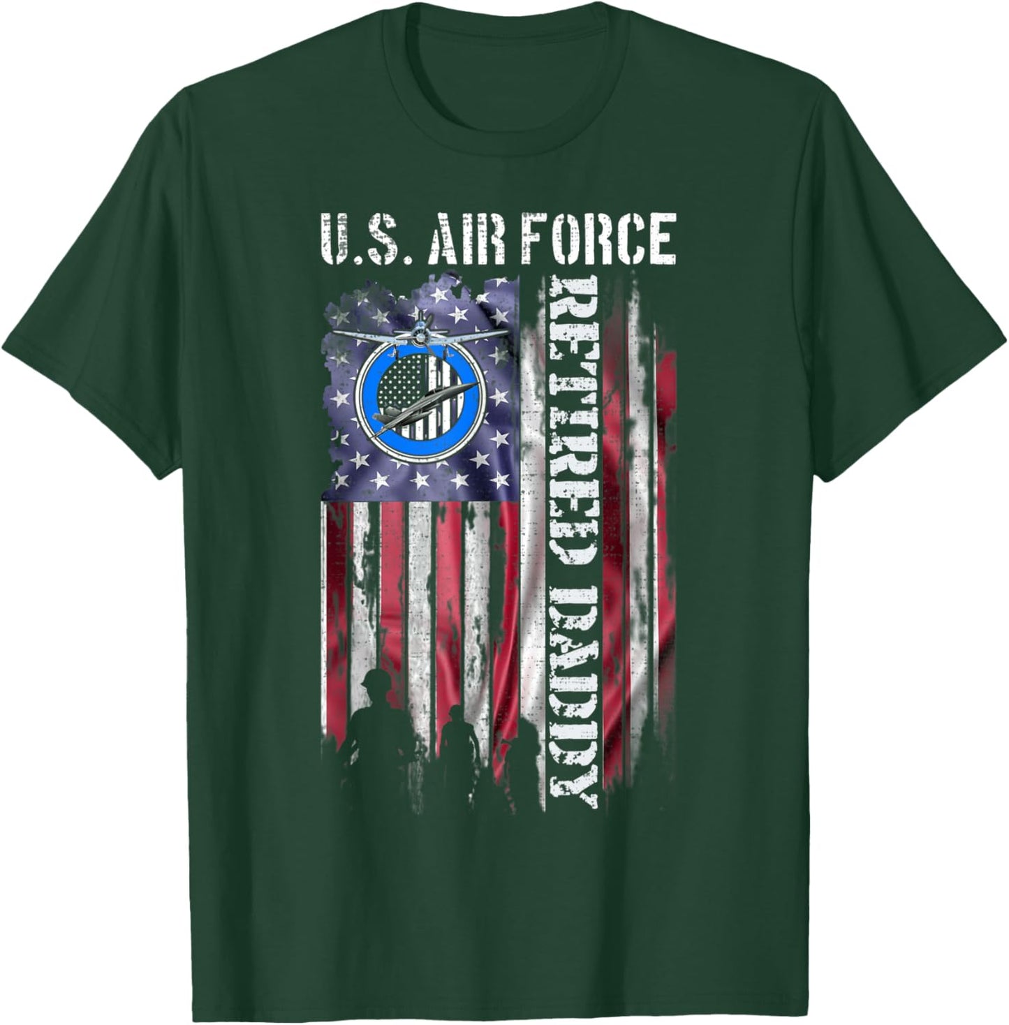 Vintage USA American Flag US Air Force Proud Retired Daddy Men T-Shirt - T-Shirt | Forest