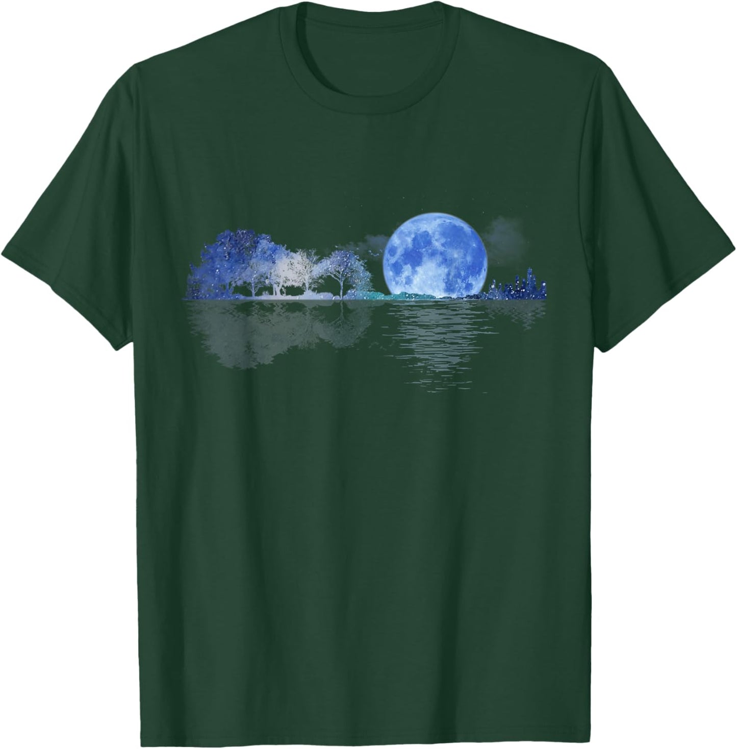 Acoustic Guitar Lake Shadow Nature Guitar Player Guitarist T-Shirt - T-Shirt | Forest