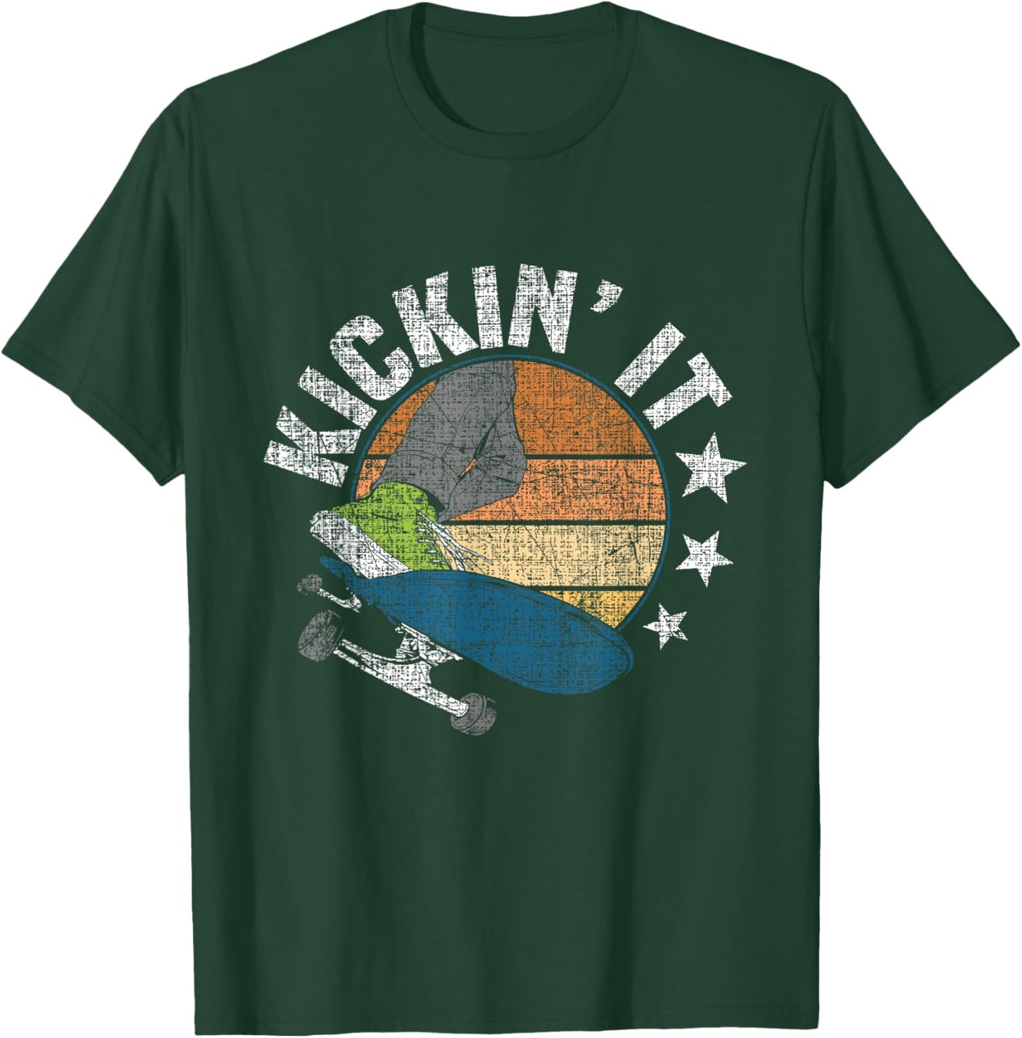 Kickin It - Skateboard Skateboarder Skateboarding Skater T-Shirt - T-Shirt | Forest