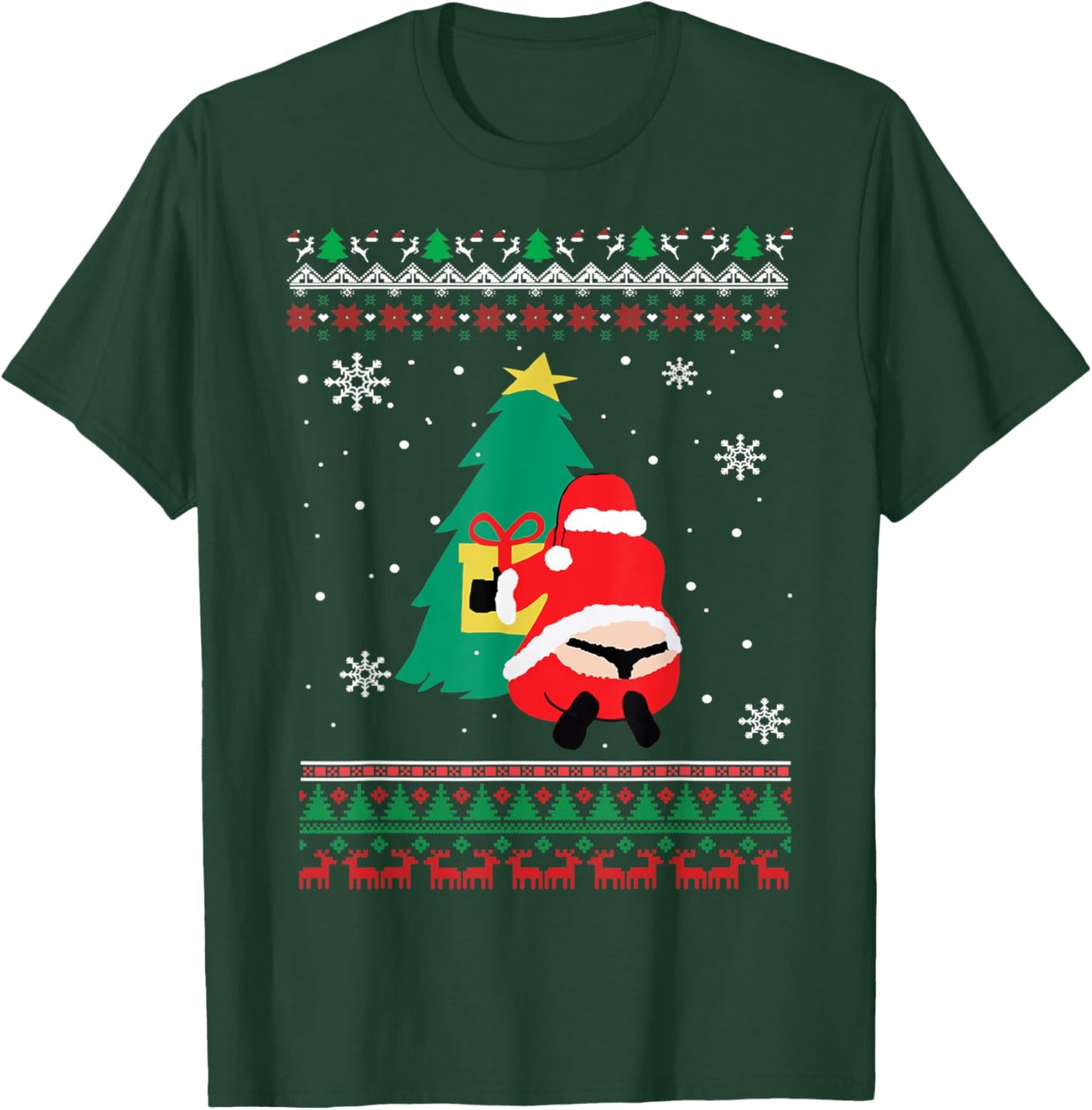 Funny Adult Santa's Whale Tail Thongs Ugly Christmas Sweater T-Shirt - T-Shirt | Forest