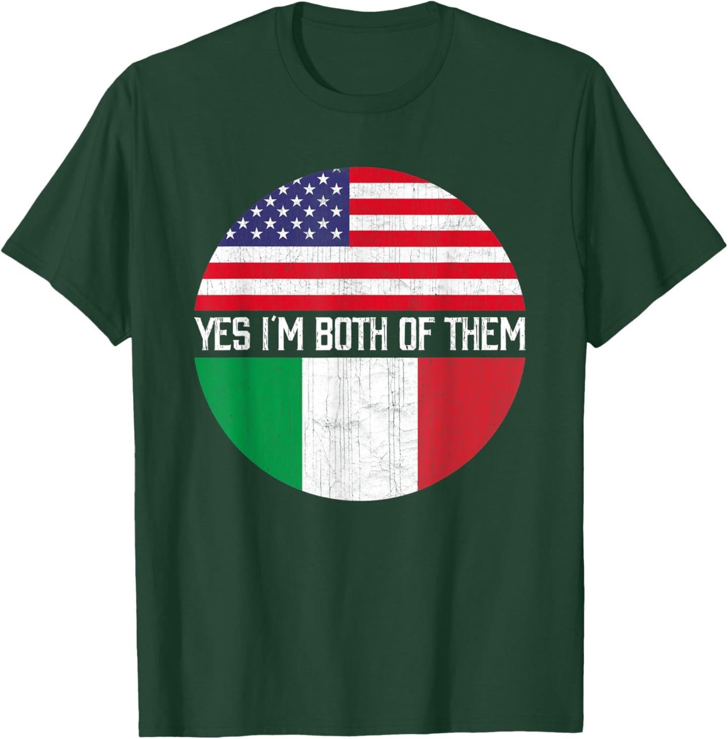 Half American Half Italian USA Flag Family Heritage Kids Men T-Shirt - T-Shirt | Forest