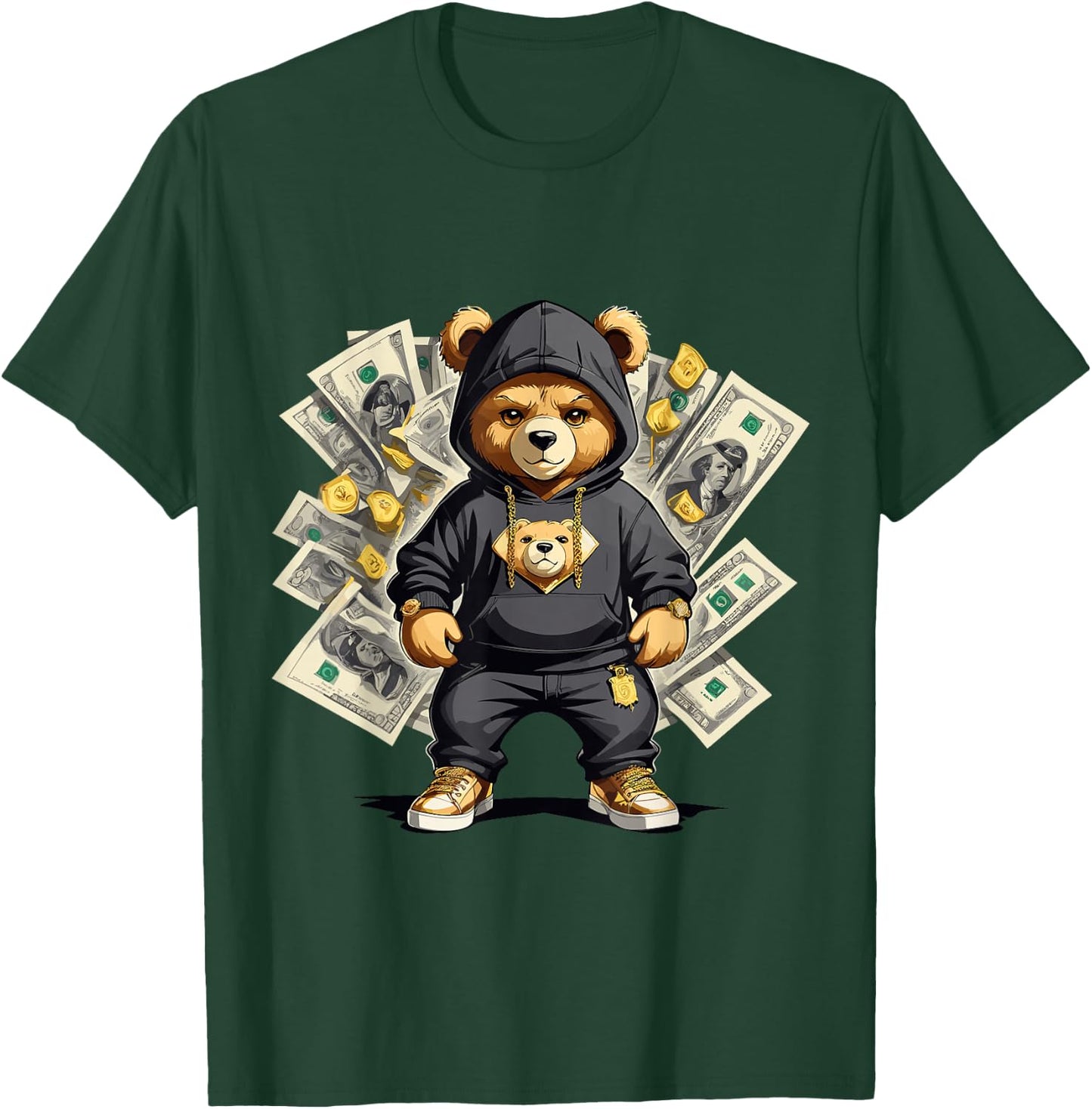 Teddy Bear Hustler Buisness Bear Dollar Street Clothes T-Shirt - T-Shirt | Forest