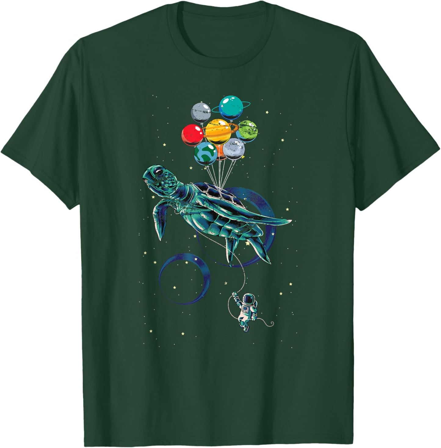 Science Turtle Space Travel Animal Balloon Planets Astronaut T-Shirt - T-Shirt | Forest