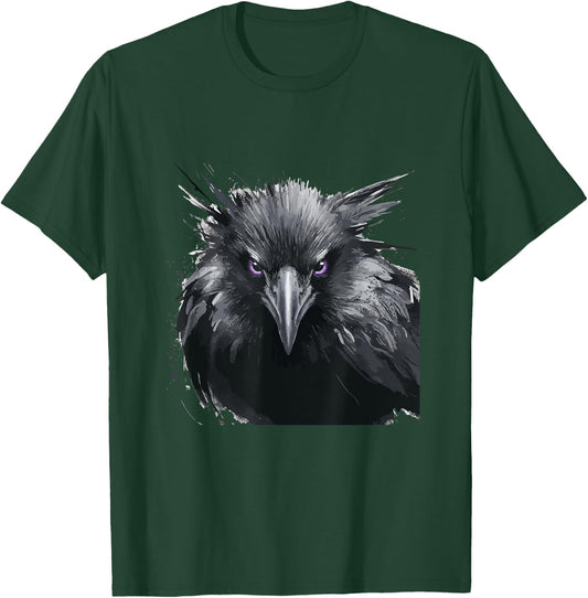 Black Raven Bird Graphic For Gothic Kids Women Men Cute Crow T-Shirt - T-Shirt | Forest