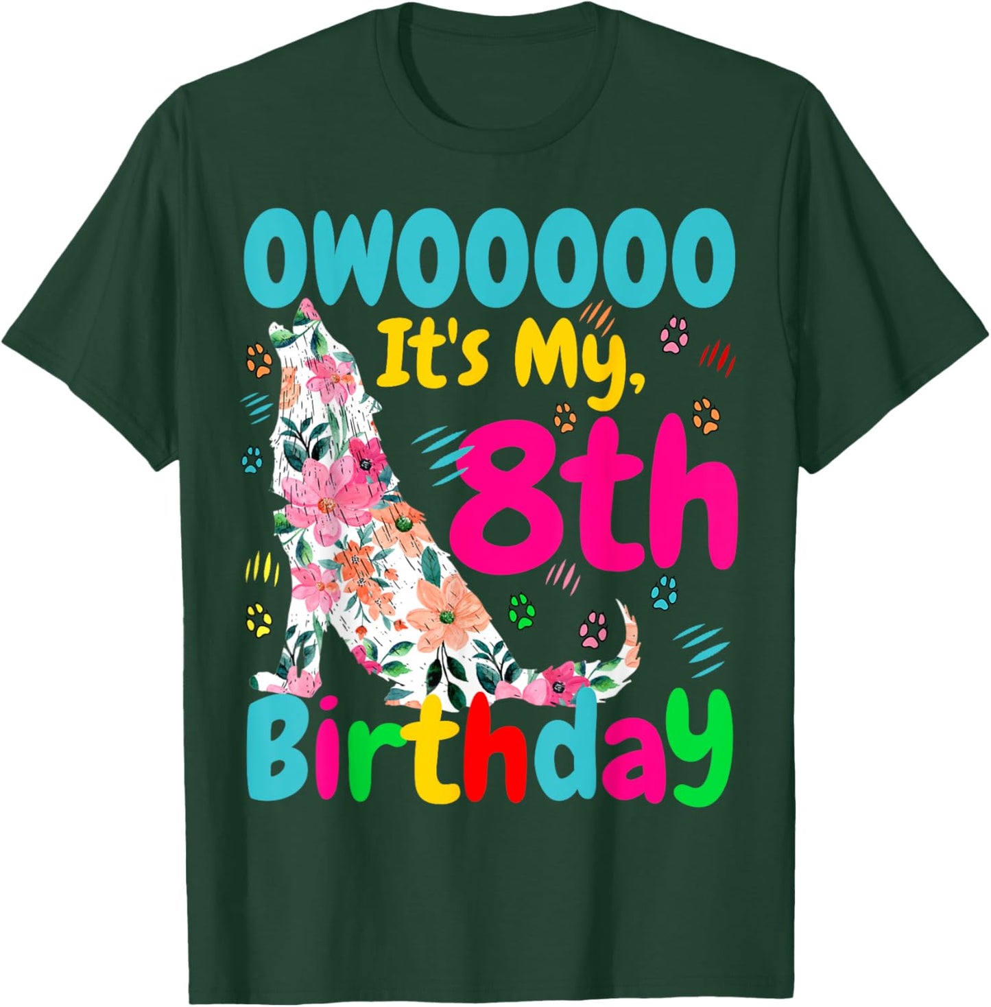 Eight Years Old Birthday Girls Who Loves Wolves Wolf Costume T-Shirt - T-Shirt | Forest