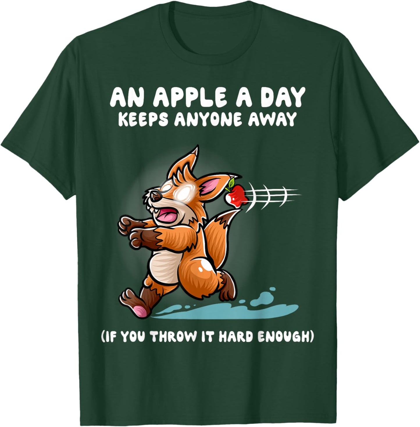 An Apple A Day Keeps Anyone Away Nerd Fox Funny Foxes T-Shirt - T-Shirt | Forest