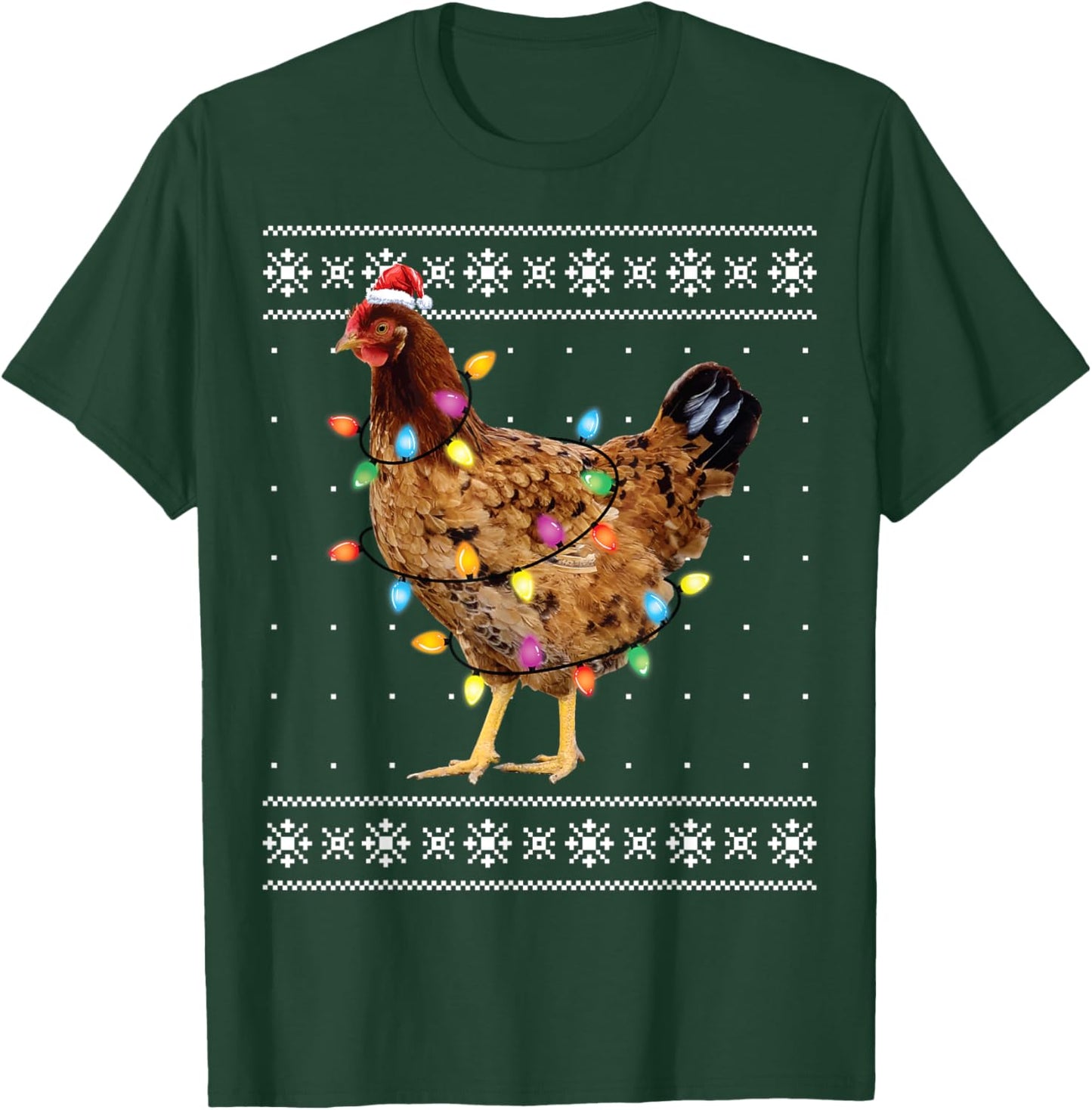 Ugly Christmas Sweater Funny Chicken Christmas T-Shirt - T-Shirt | Forest