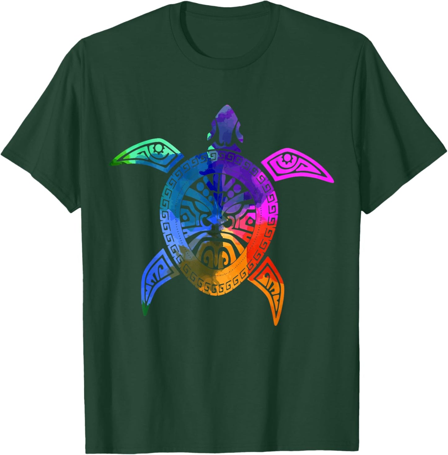 Turtle Hawaiian Tribal Pattern Diver T-Shirt - T-Shirt | Forest