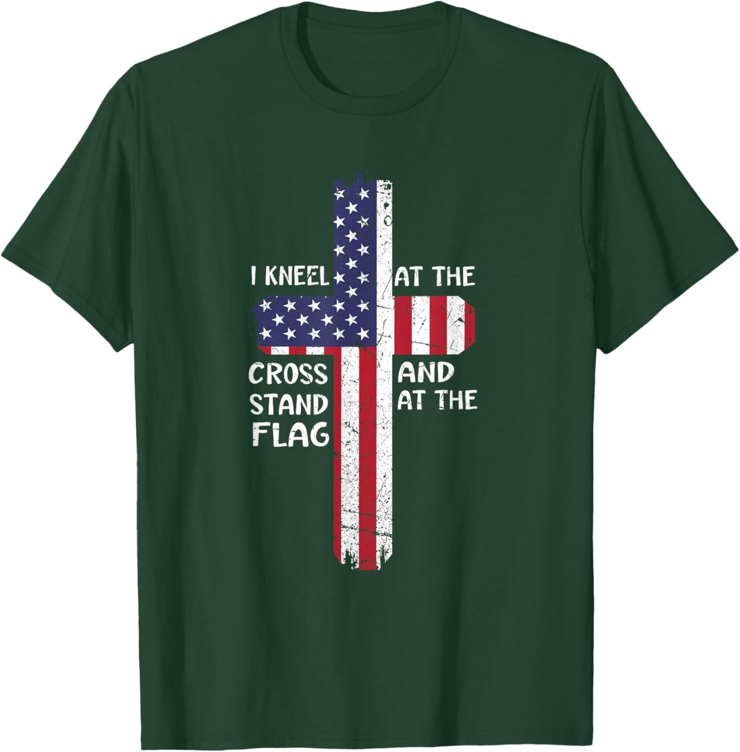 Kneel Cross At The Cross Memorial Day Never Forget Veteran T-Shirt - T-Shirt | Forest