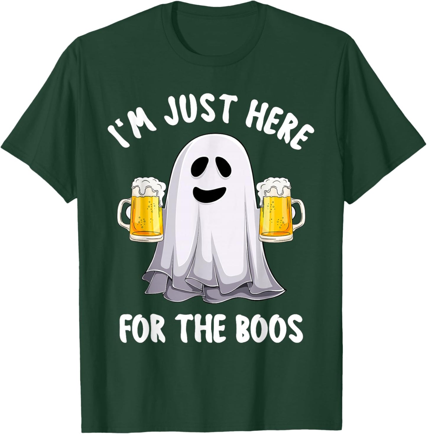 Men Funny Halloween I'm Just Here For The Boos Cute Boos T-Shirt - T-Shirt | Forest