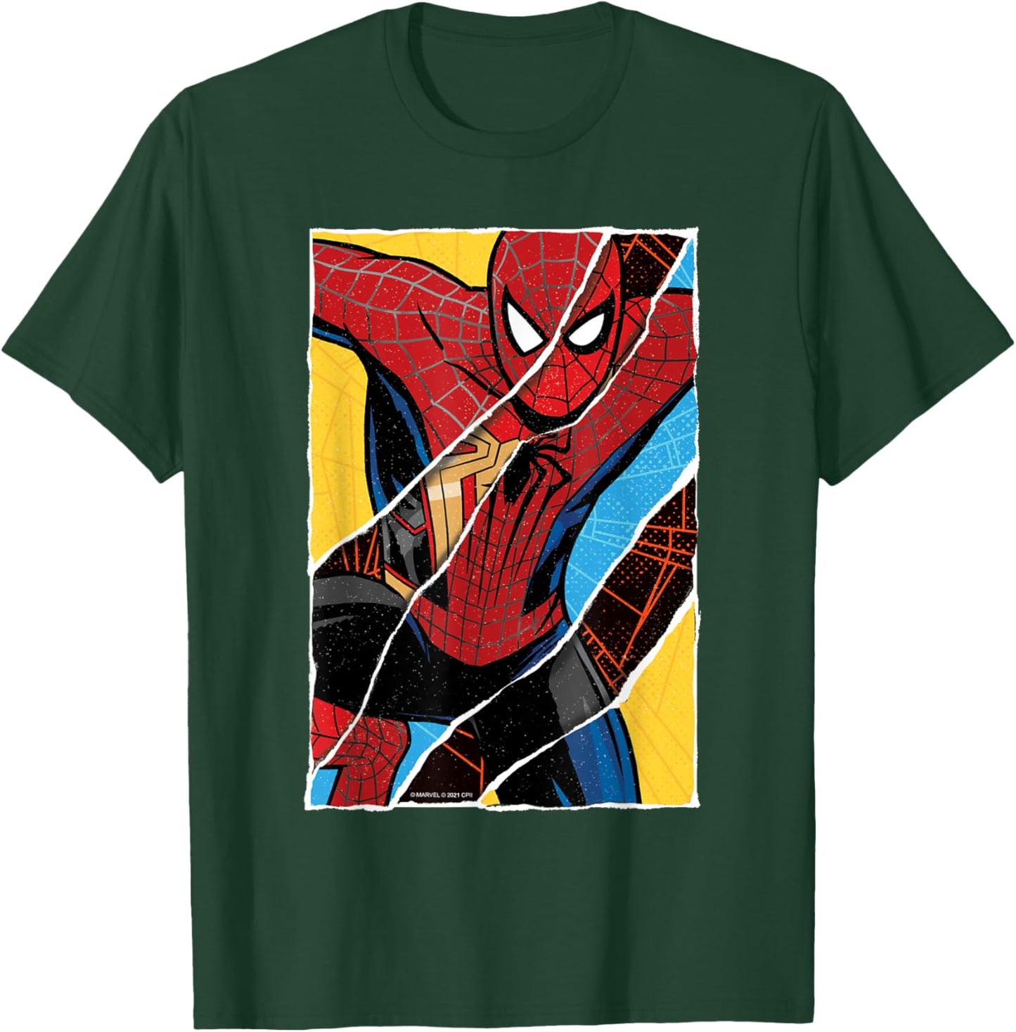 Marvel Spider-Man: No Way Home Spider-Men Comic Collage T-Shirt - T-Shirt | Forest
