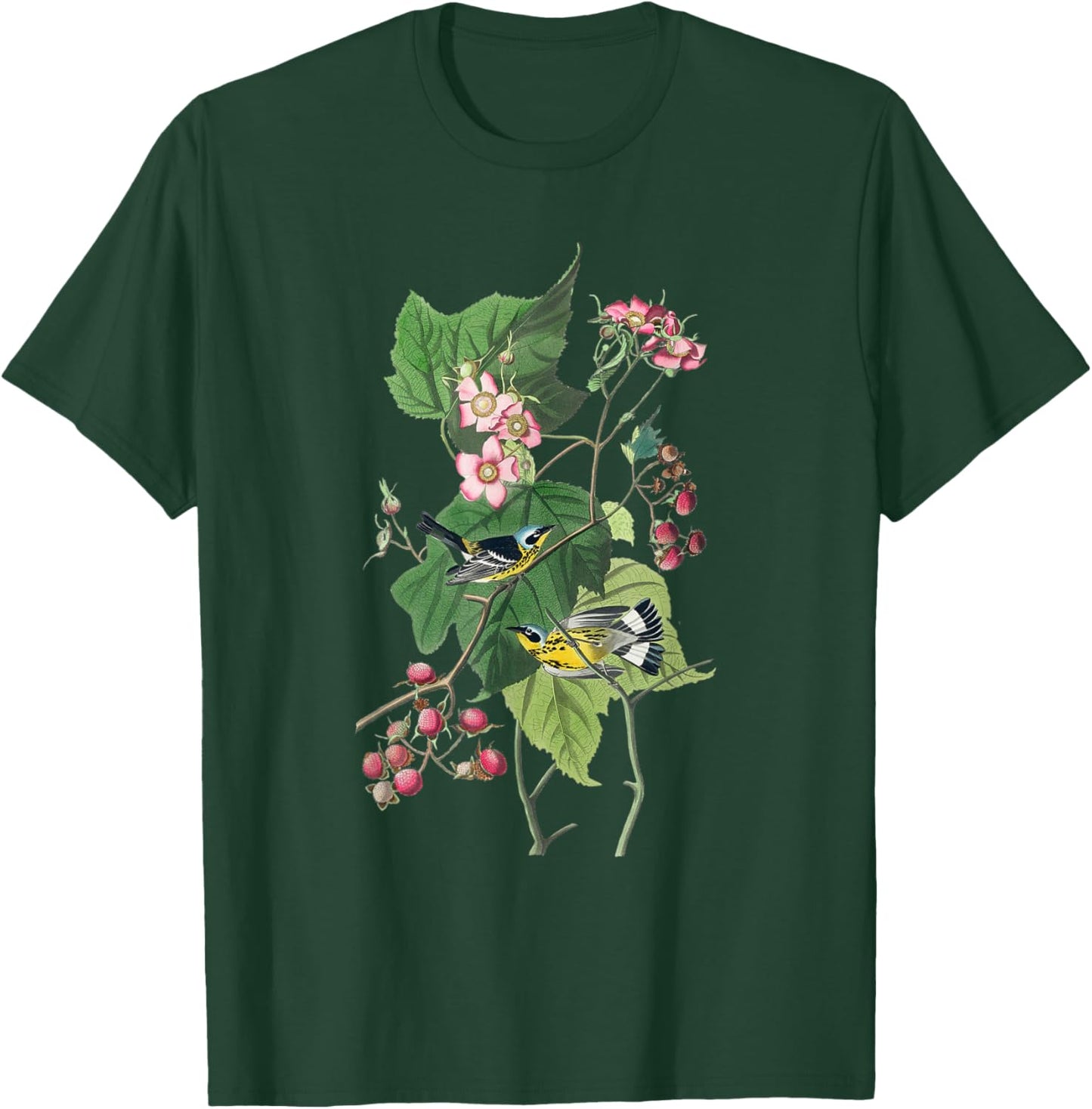 Vintage Warblers Birds Illustration & Women T-Shirt - T-Shirt | Forest