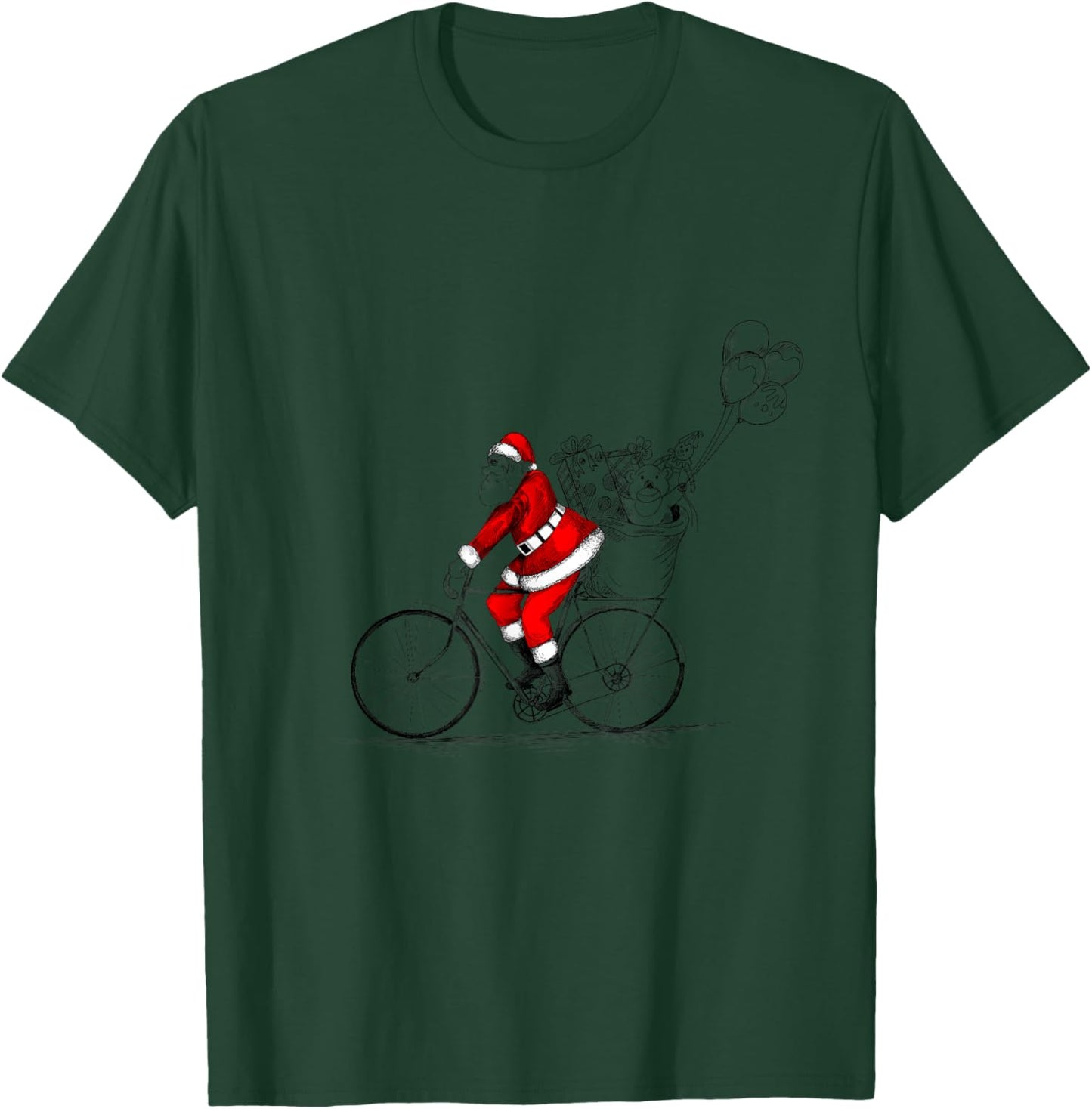 Santa on bicycle shirt funny Santa Christmas family matching T-Shirt - T-Shirt | Forest