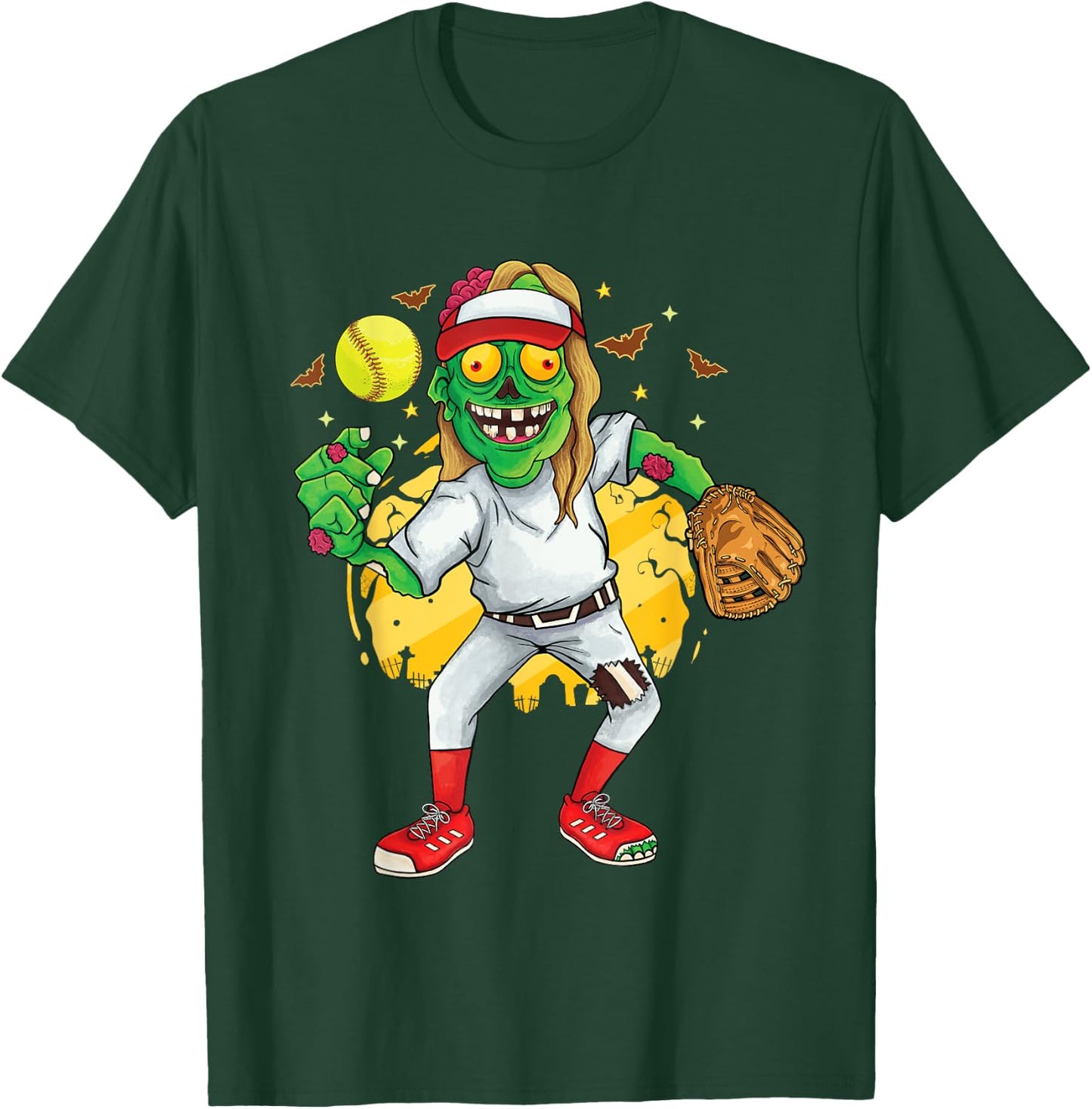 Zombie softball pitcher Girls Kids Teens Halloween Costume T-Shirt - T-Shirt | Forest