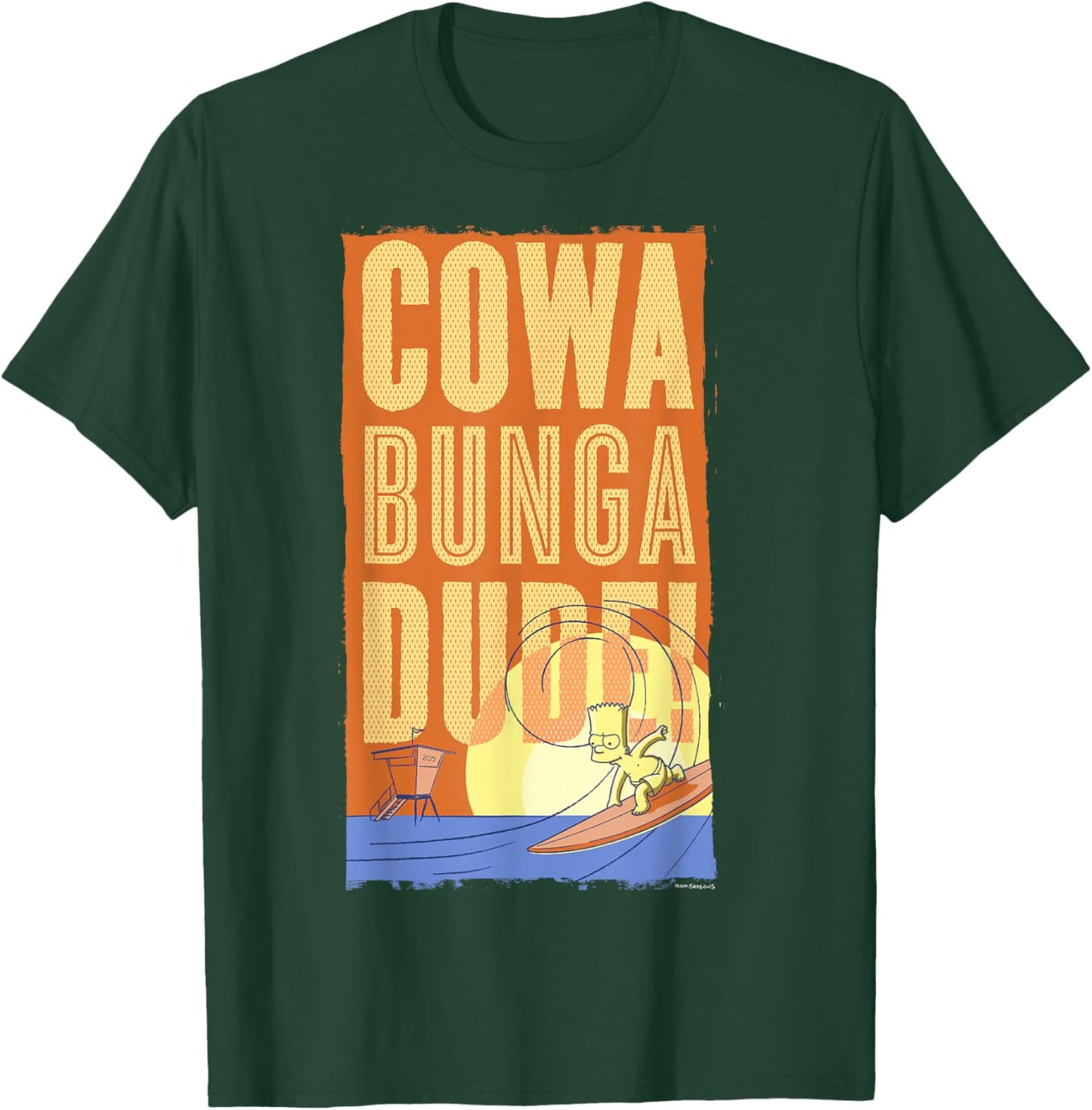 The Simpsons Bart Surfing Cowabunga Dude! Poster V2 T-Shirt - T-Shirt | Forest