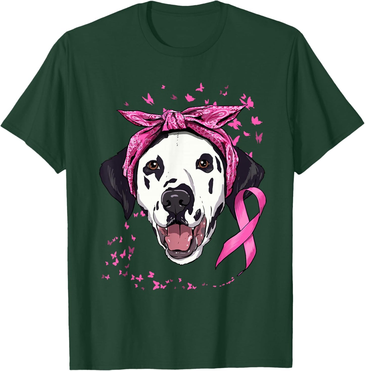 Dalmatian Pink Ribbon Breast Cancer Awareness Survivor T-Shirt - T-Shirt | Forest