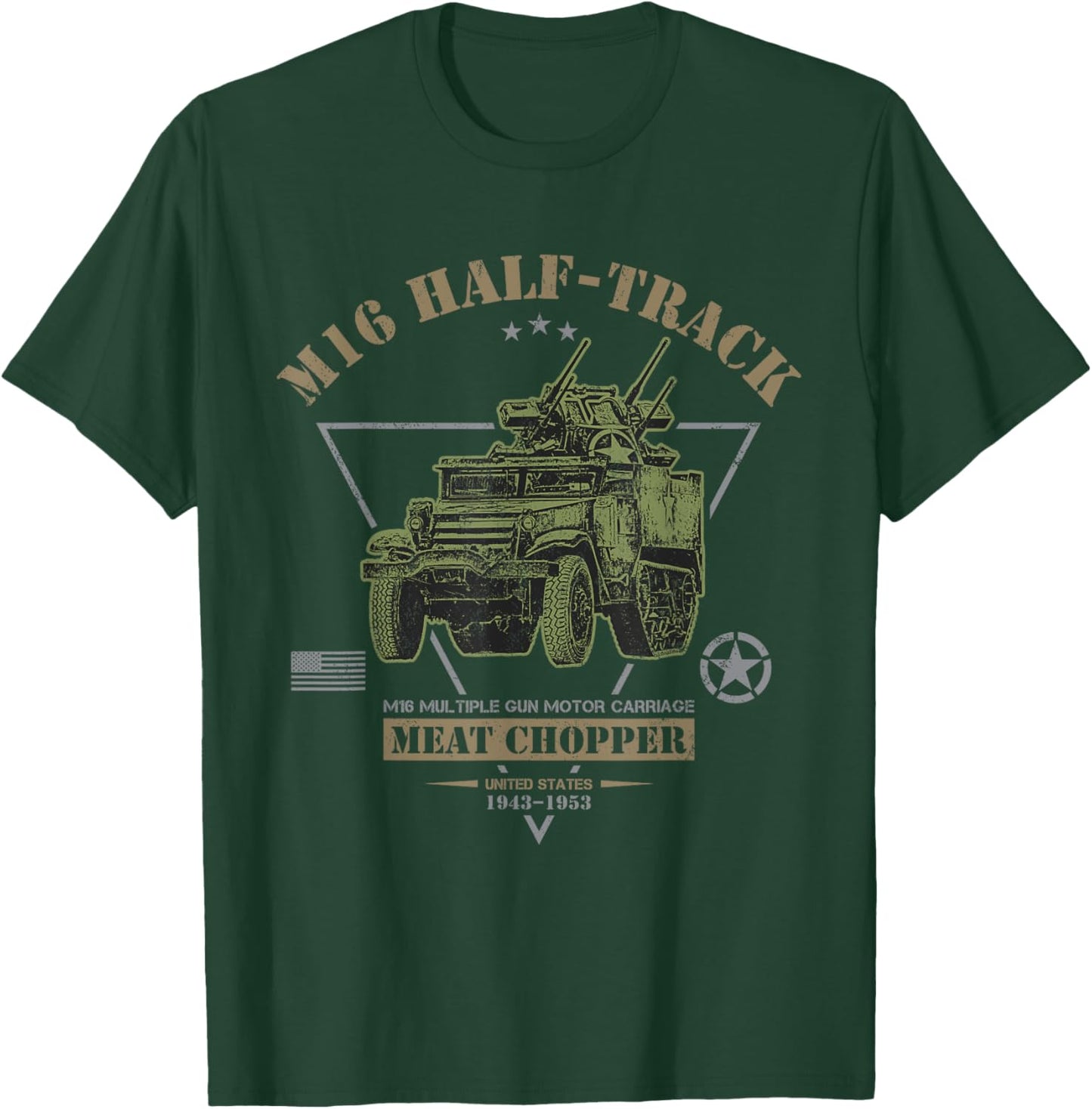 M16 Half-Track "Meat Chopper" MGMC T-Shirt - T-Shirt | Forest