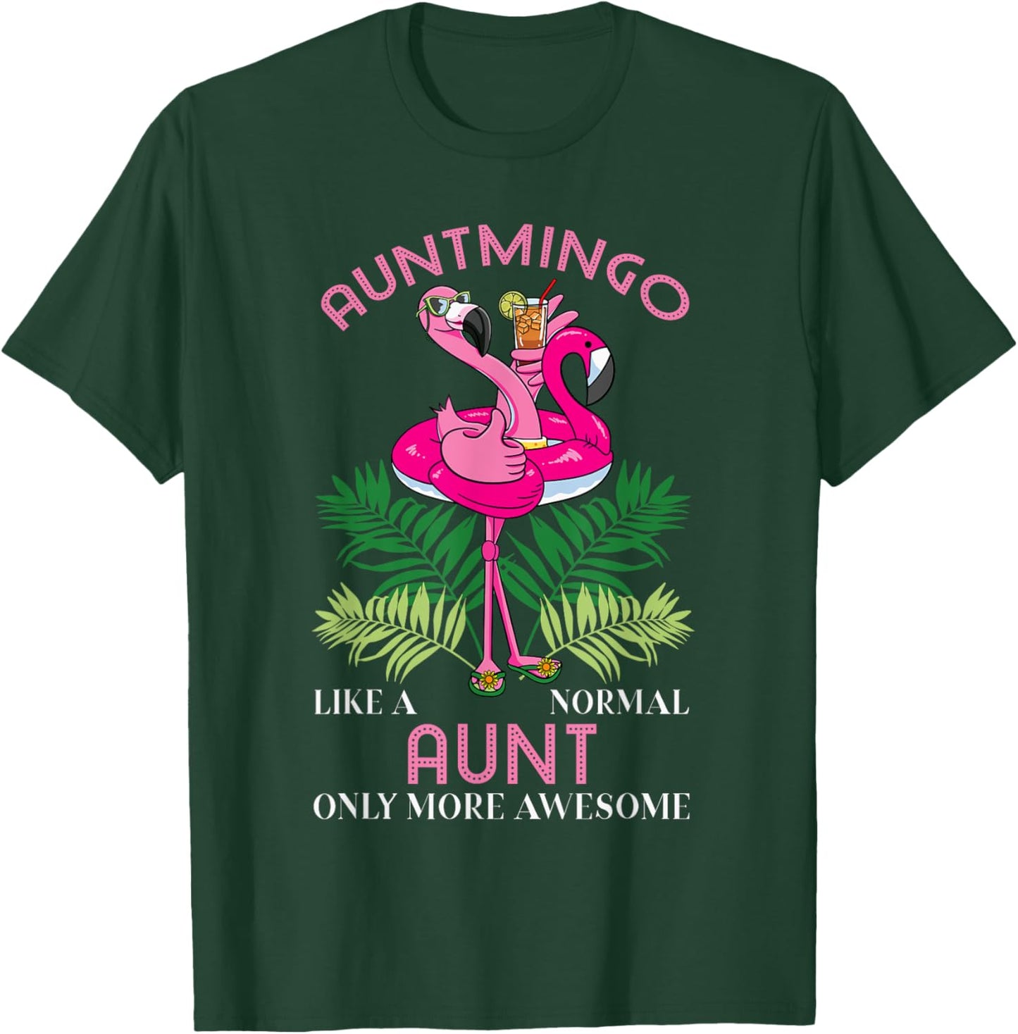 Auntmingo Aunt Flamingo Lover Auntie T-Shirt - T-Shirt | Forest