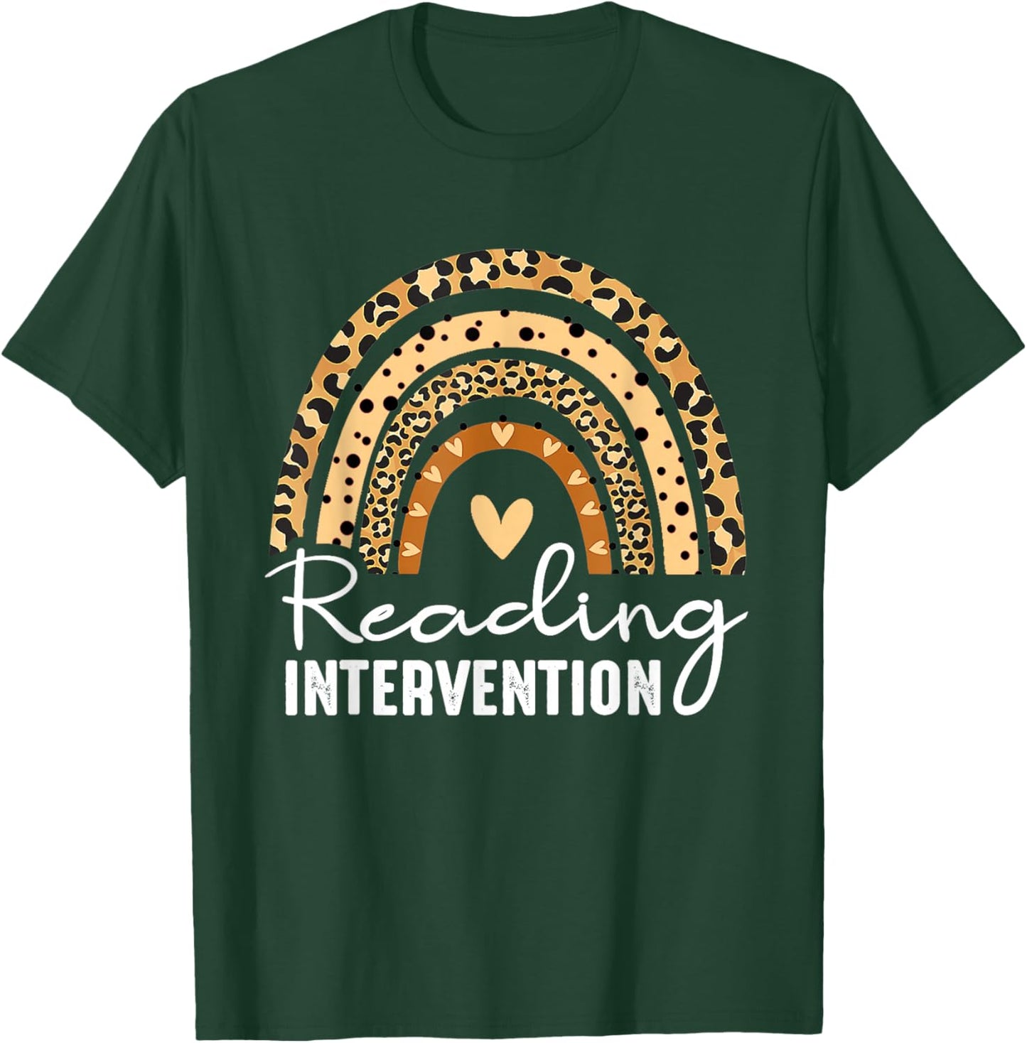Reading Intervention Teacher Leopard Rainbow T-Shirt - T-Shirt | Forest