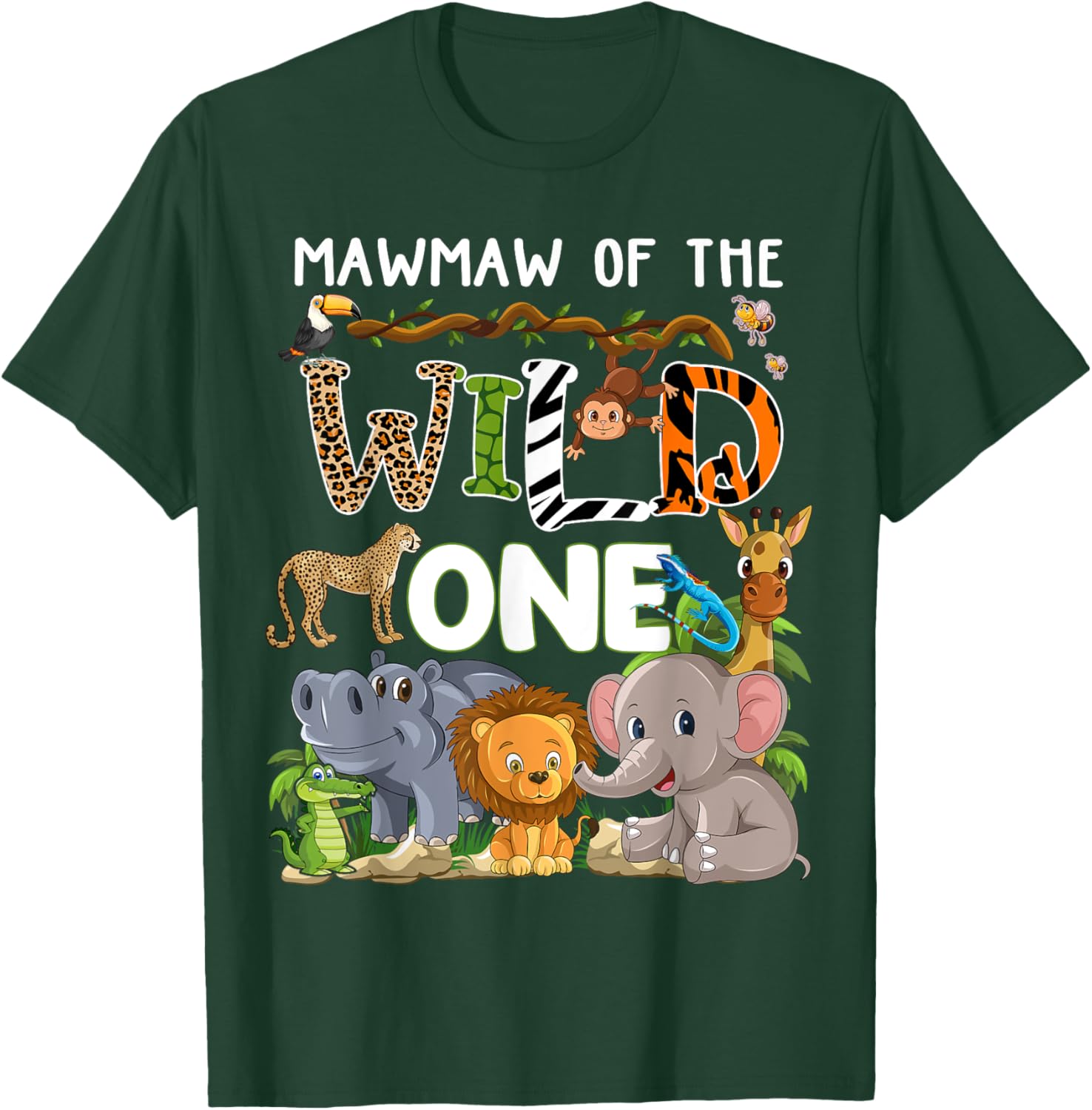 Mawmaw Of The Wild One Zoo Theme Birthday Safari Jungle T-Shirt - T-Shirt | Forest