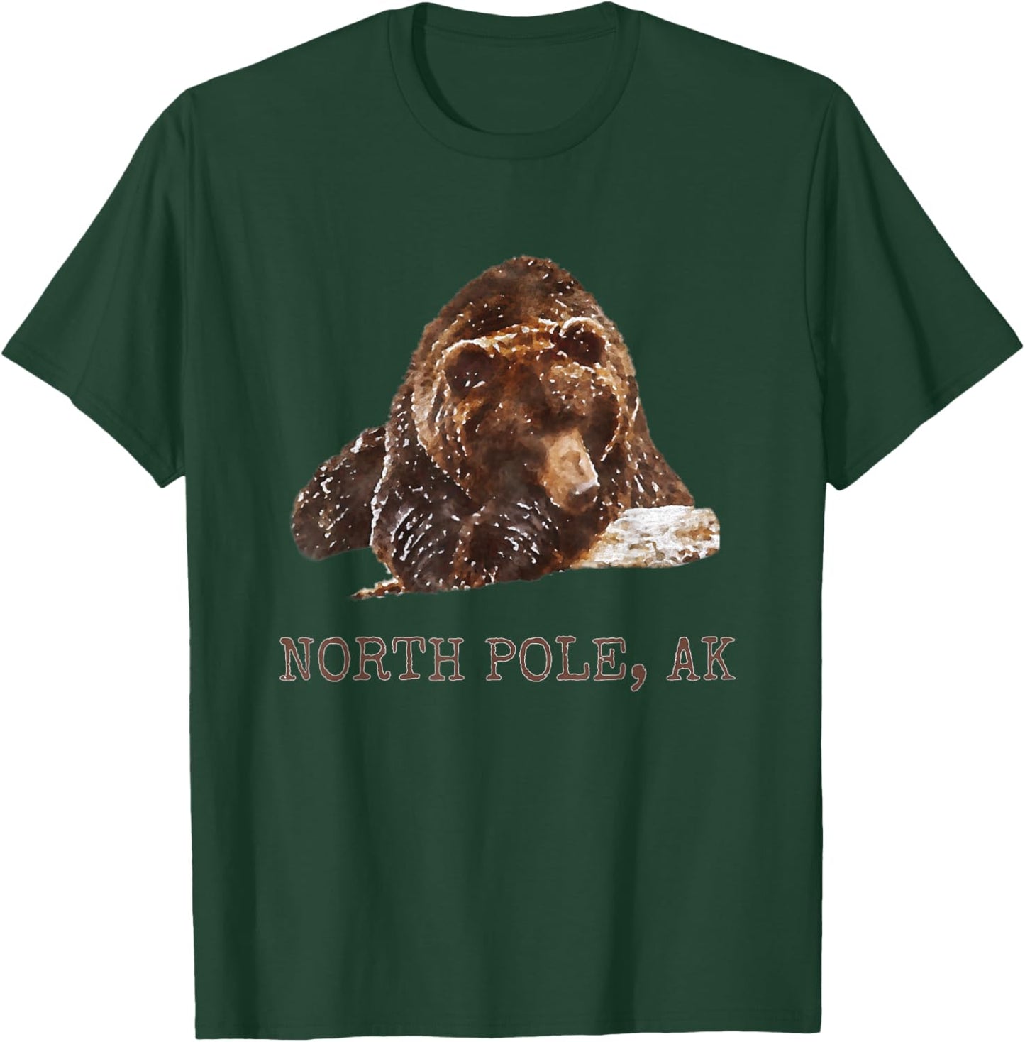 North Pole Brown Grizzly Bear In Snow Alaska Pacific NW Gift T-Shirt - T-Shirt | Forest