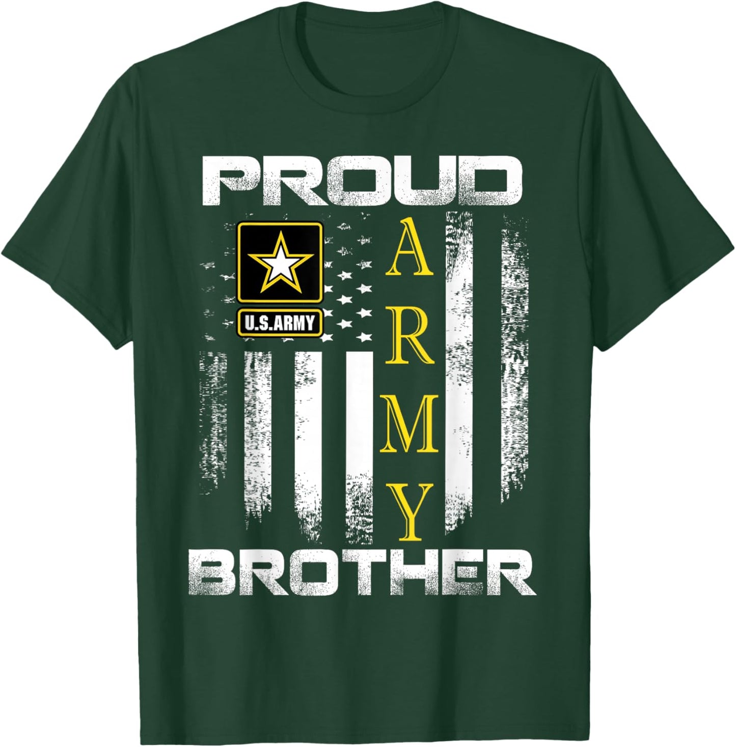 Vintage Proud Army Brother with American Flag Gift T-Shirt - T-Shirt | Forest