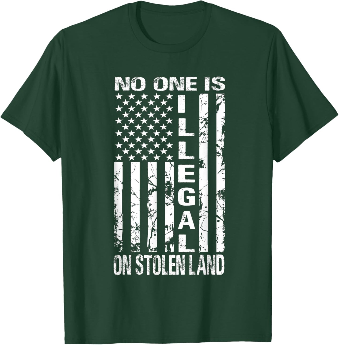 No One is Illegal On Stolen Land America Immigrants USA T-Shirt - T-Shirt | Forest