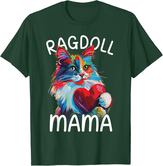 Ragdoll Cat Lovers Mom Heart Pop Art Ragdoll Cat Mom T-Shirt - T-Shirt | Forest