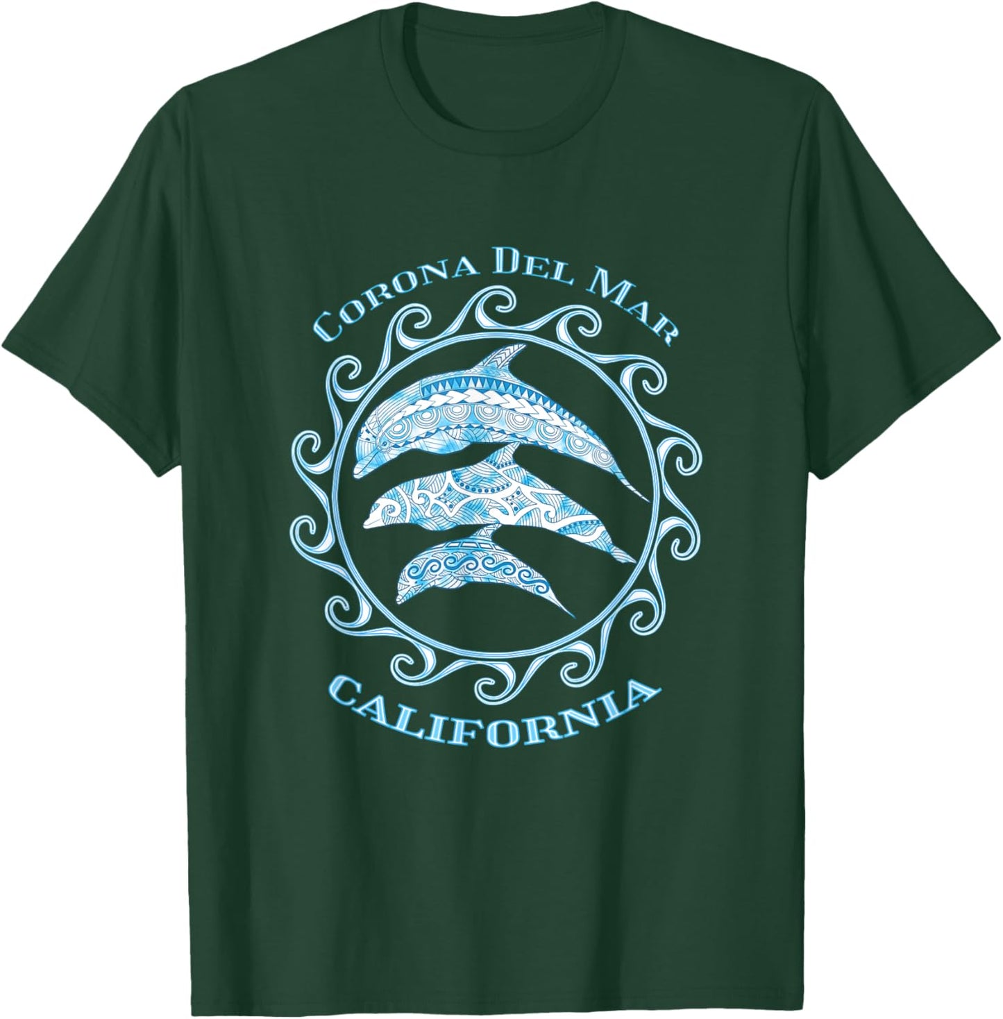 Corona Del Mar California Tribal Dolphins Ocean Animals T-Shirt - T-Shirt | Forest