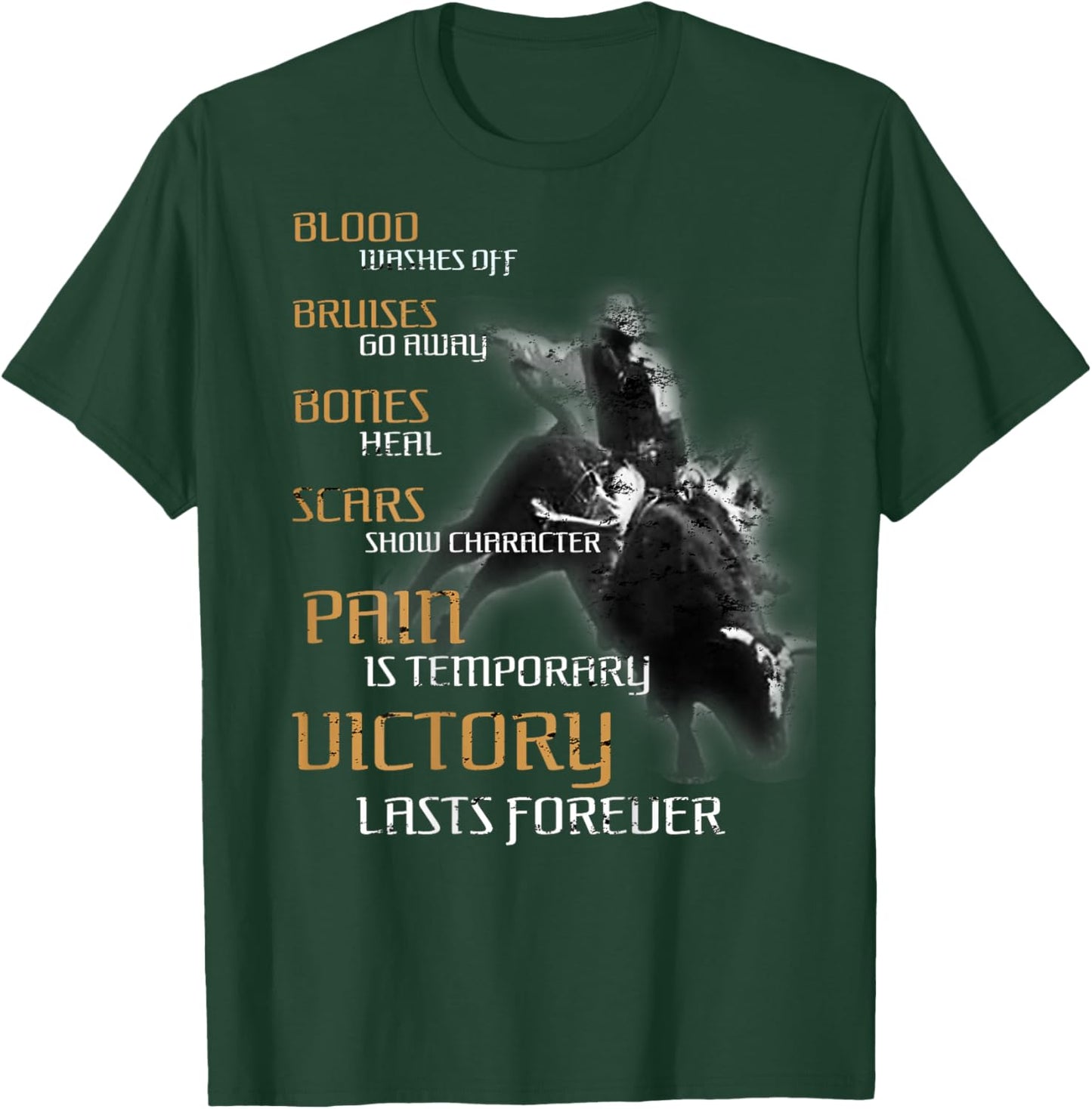 Bull Riding Texas Rider Cowboy Western - DESIGN ON BACK T-Shirt - T-Shirt | Forest
